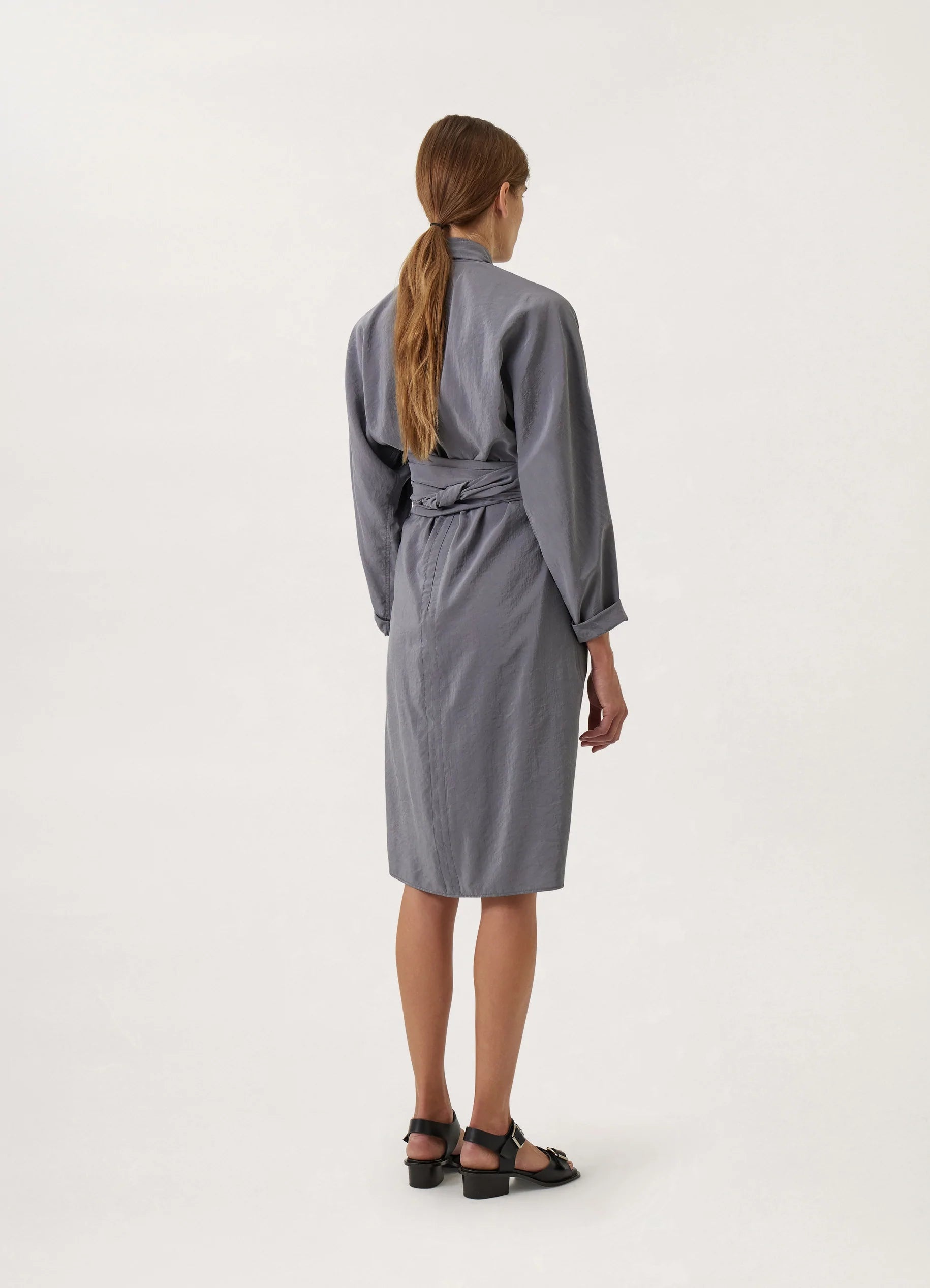 LEMAIRE ルメール ミディドレス シルク ミディ丈 Uネック Lemaire KNOTTED DRESS DRY SILK | REVERSIBLE