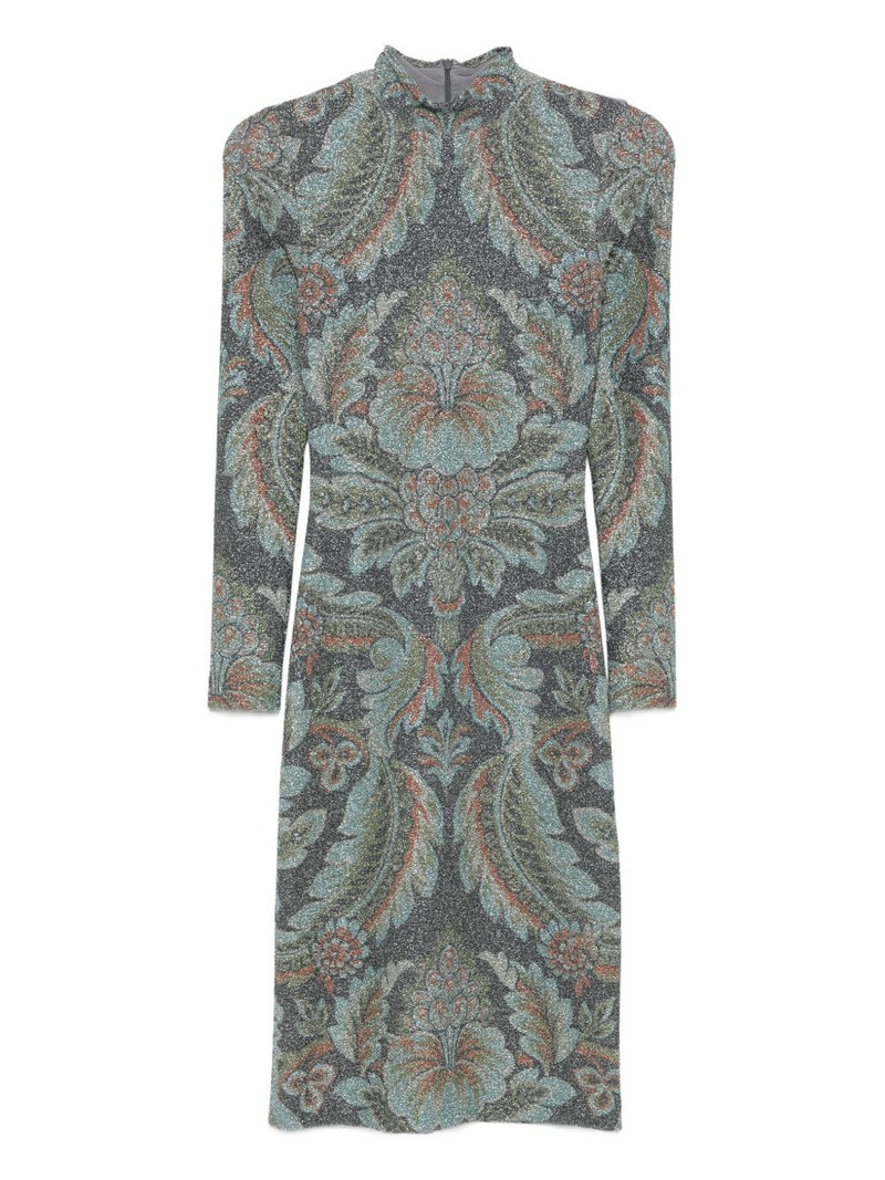 high-neck floral-pattern dress 1