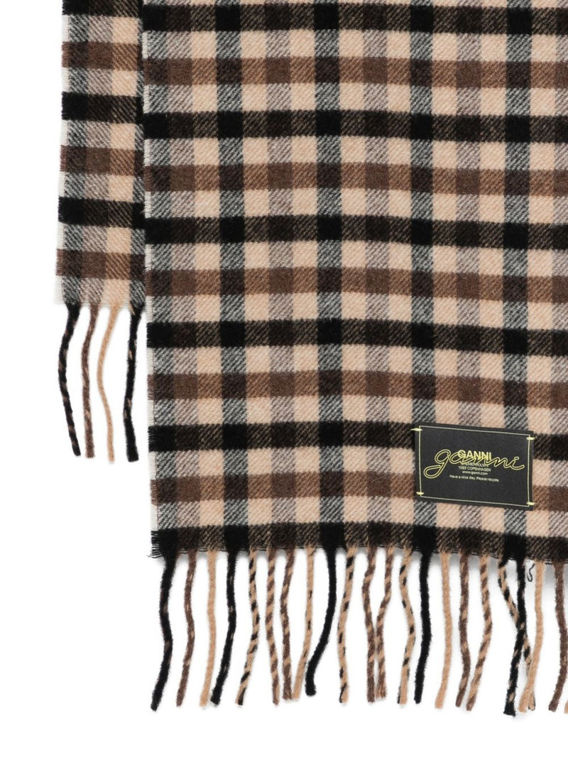 GANNI checked wool scarf outlook
