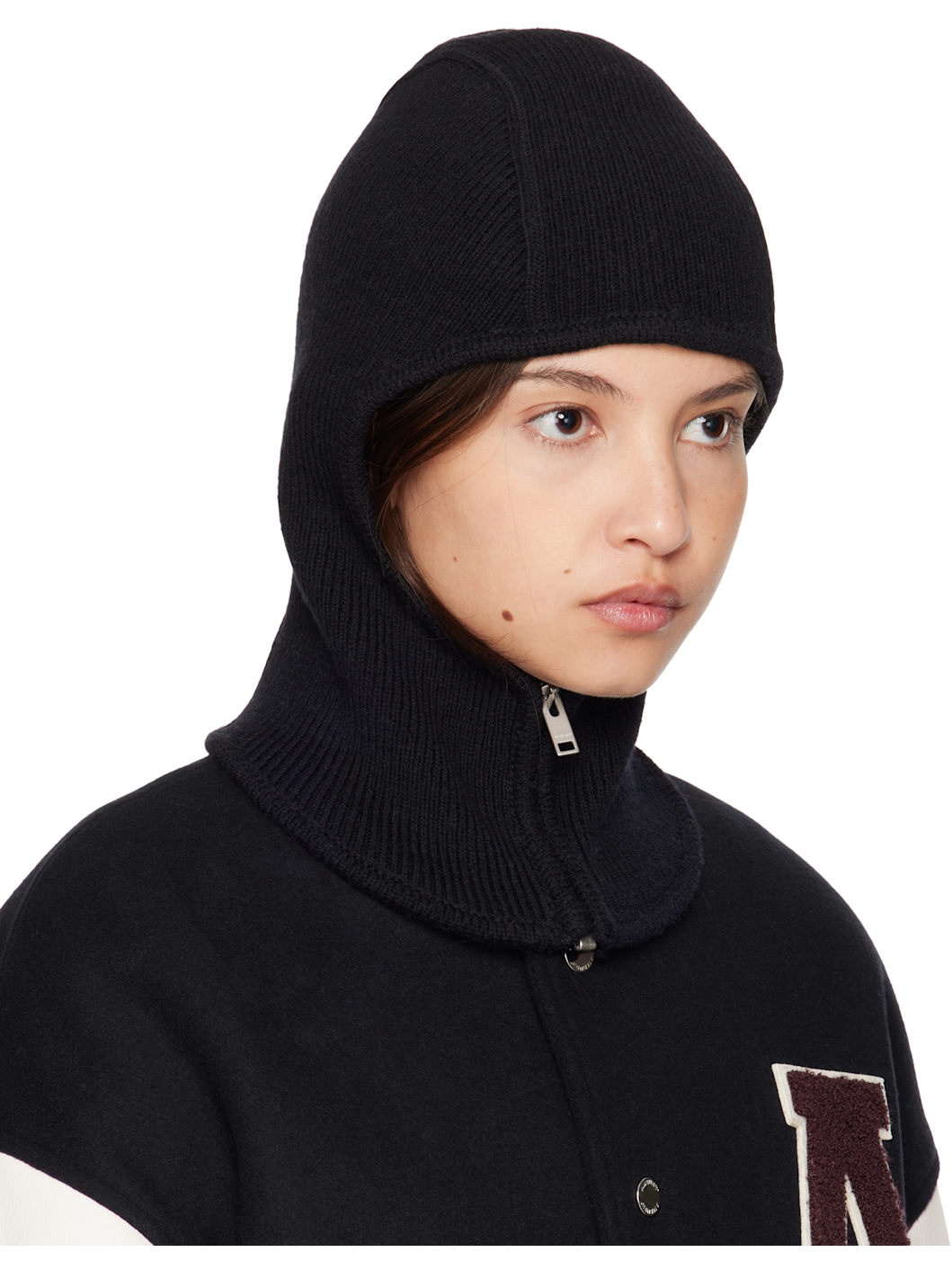 Black Rib Knit Balaclava - 2