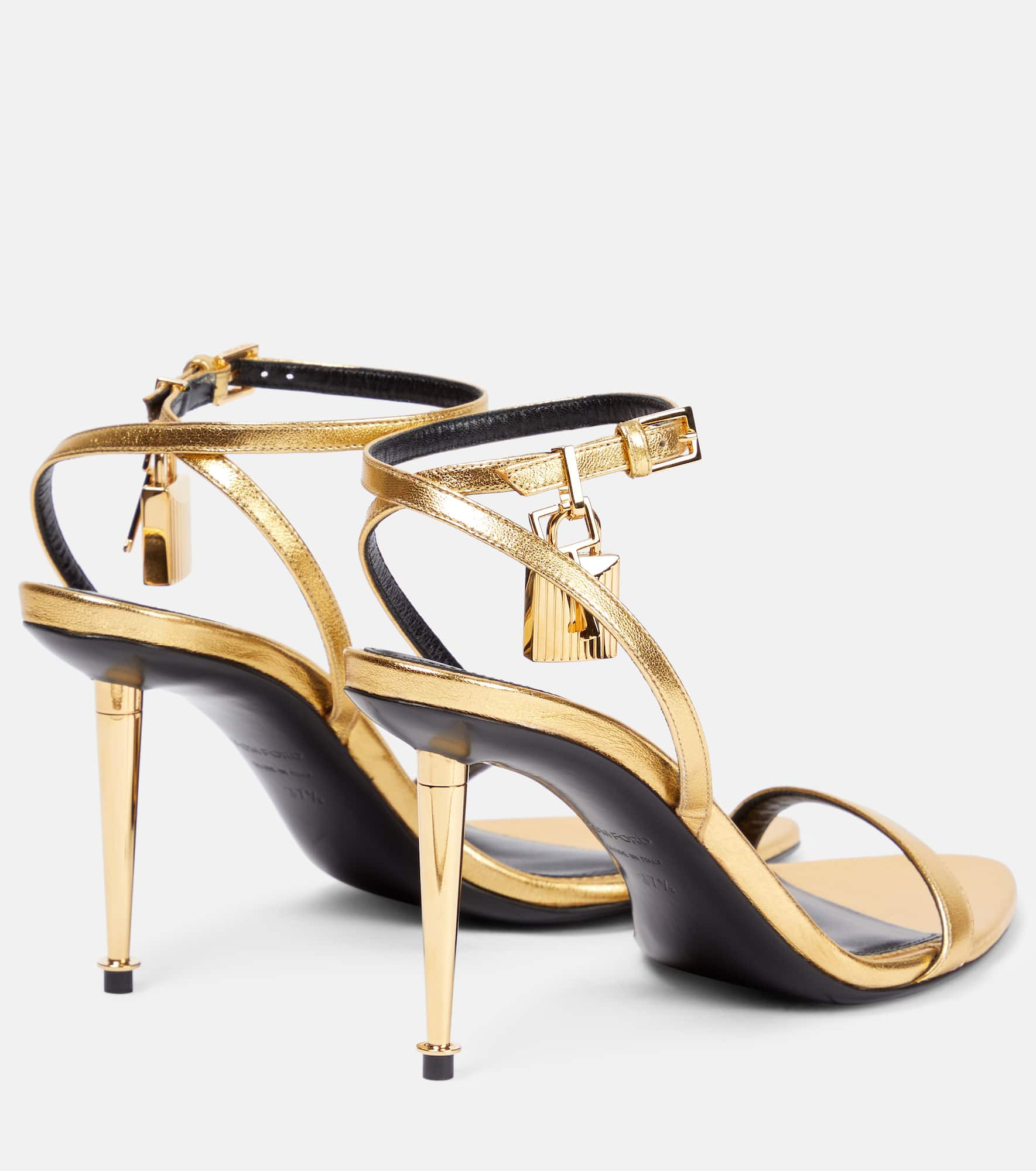 Padlock metallic leather sandals - 3