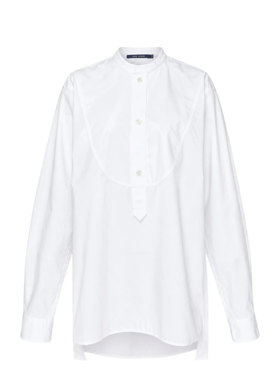 Long Sleeve Band Collar Shirt - 1