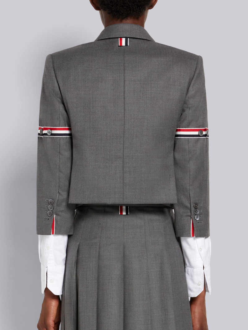 Medium Grey Super 120's Twill Stripe Armband Cropped Jacket 3