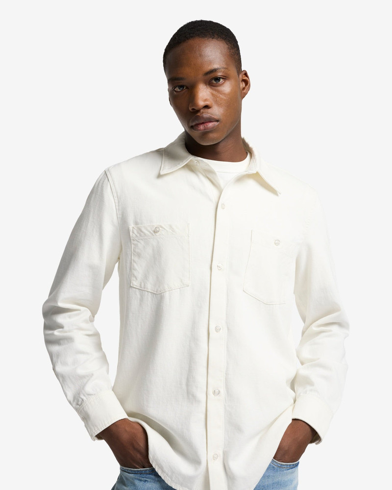 Denim Linen Overshirt in White 4