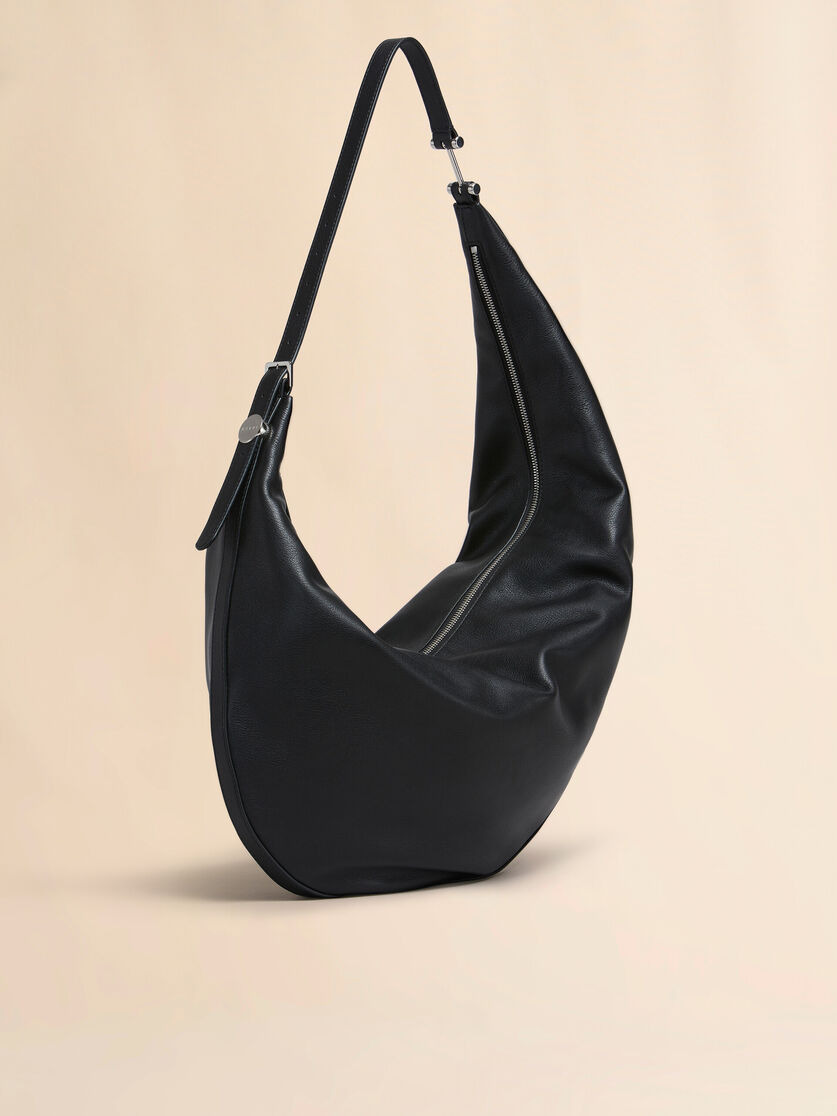 BLACK LEATHER DOT MEDIUM HOBO BAG - 6