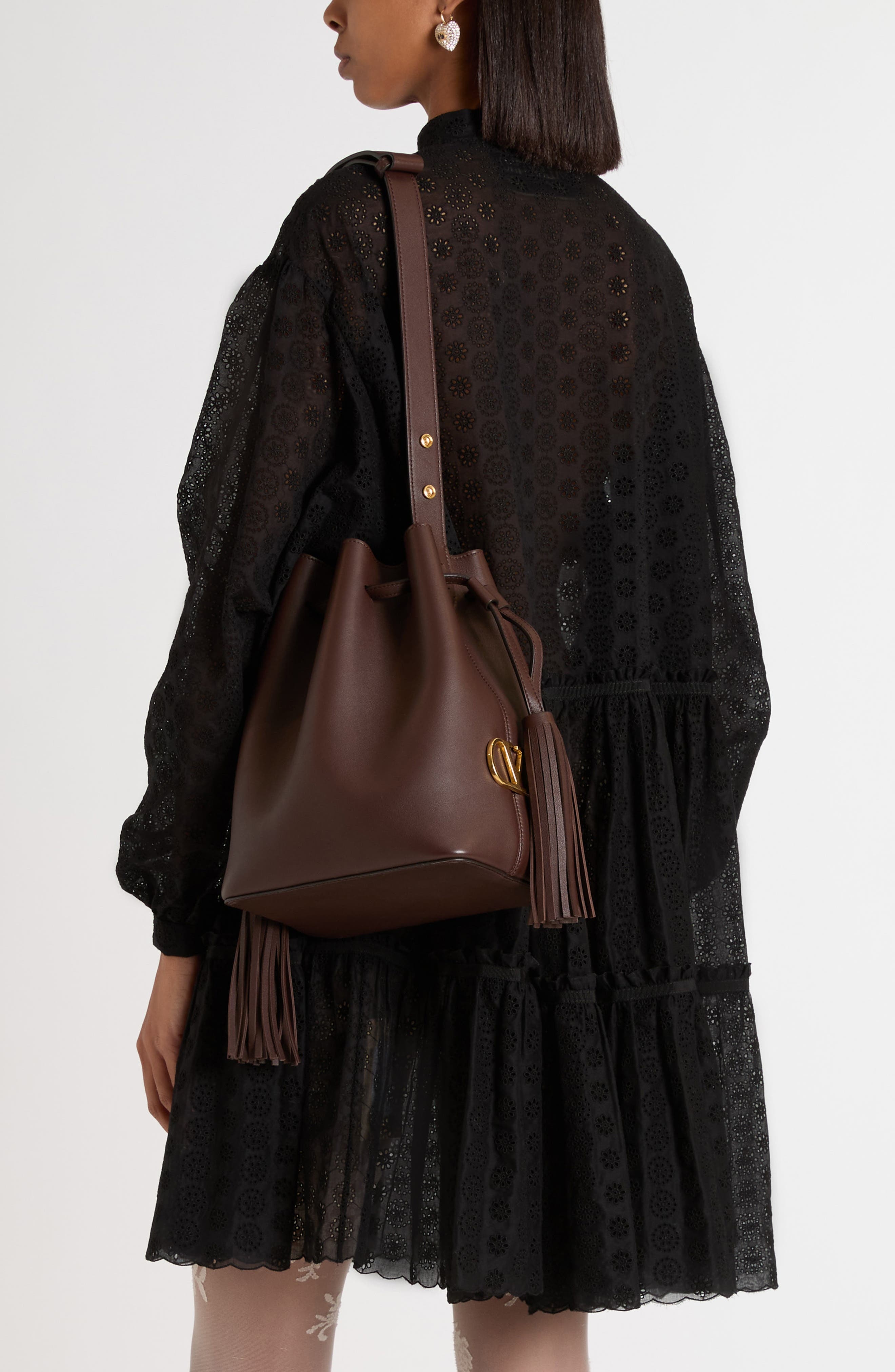 Valentino Garavani So Seau Leather Drawstring Bucket Bag in Dark Coffee at Nordstrom - 2