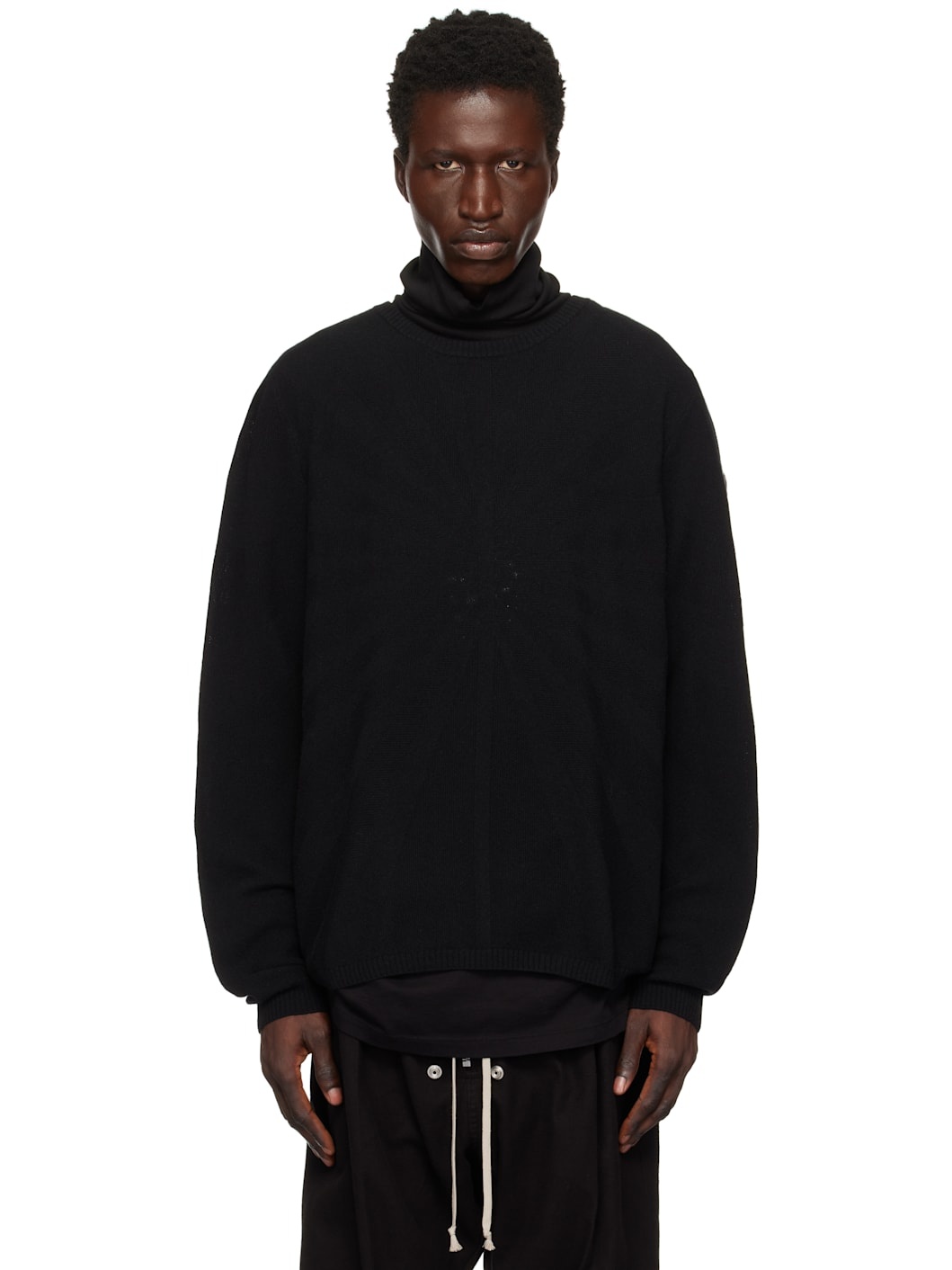 Moncler + Rick Owens Black Jumbo Round Neck Sweater - 1