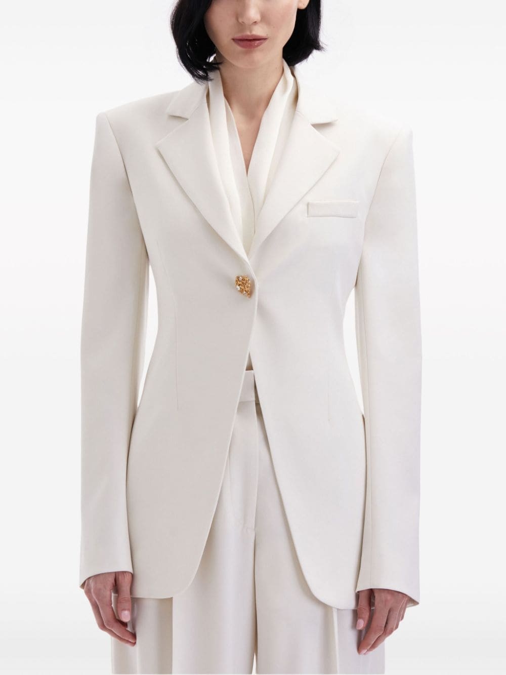 button-detail virgin-wool blazer - 3