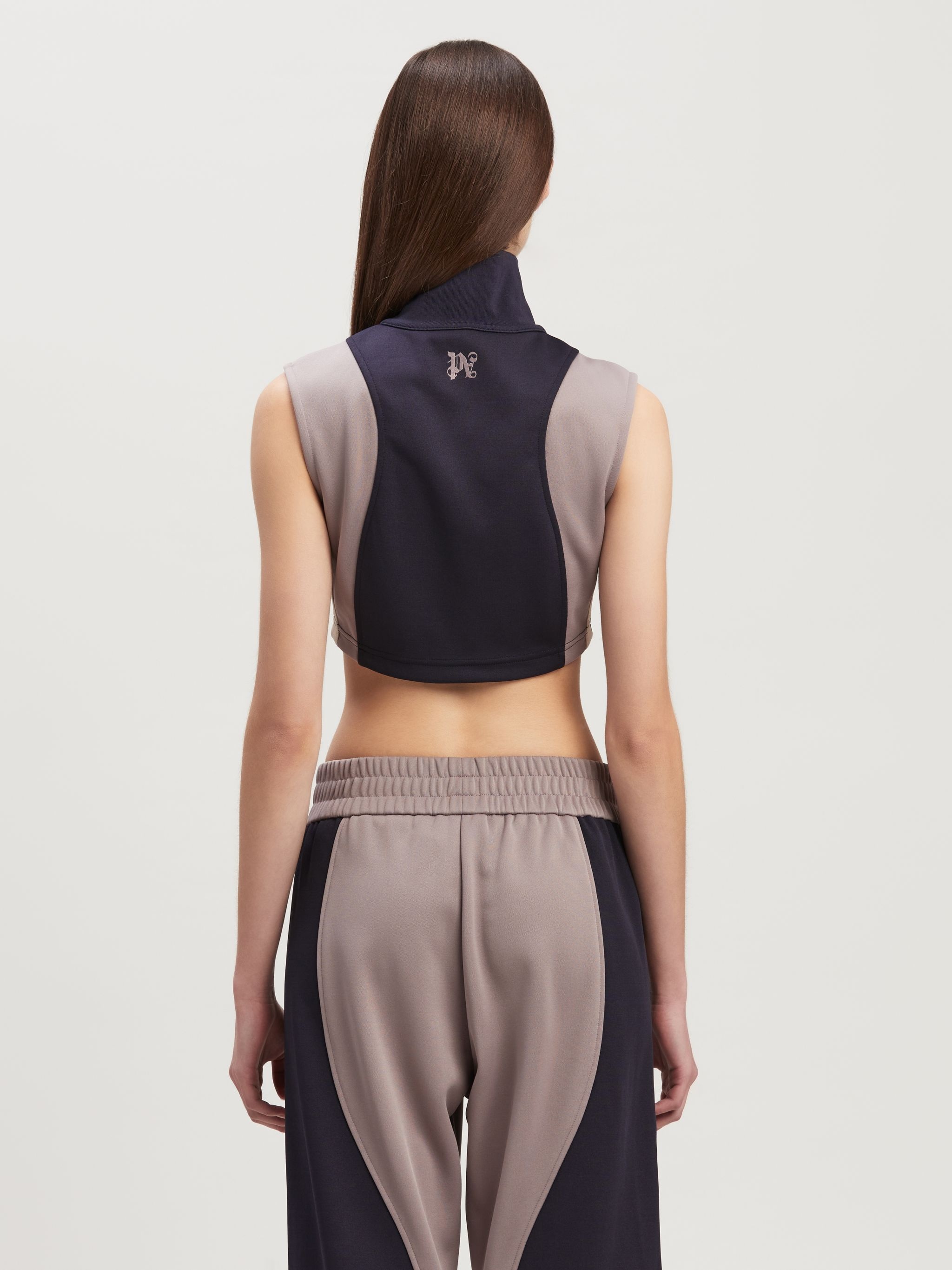 Monogram Colorblock Cropped Track Vest - 5