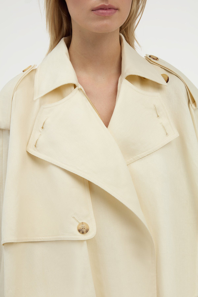 Hunt Oversized Trench Jacket in Ivory Textured Linen 5