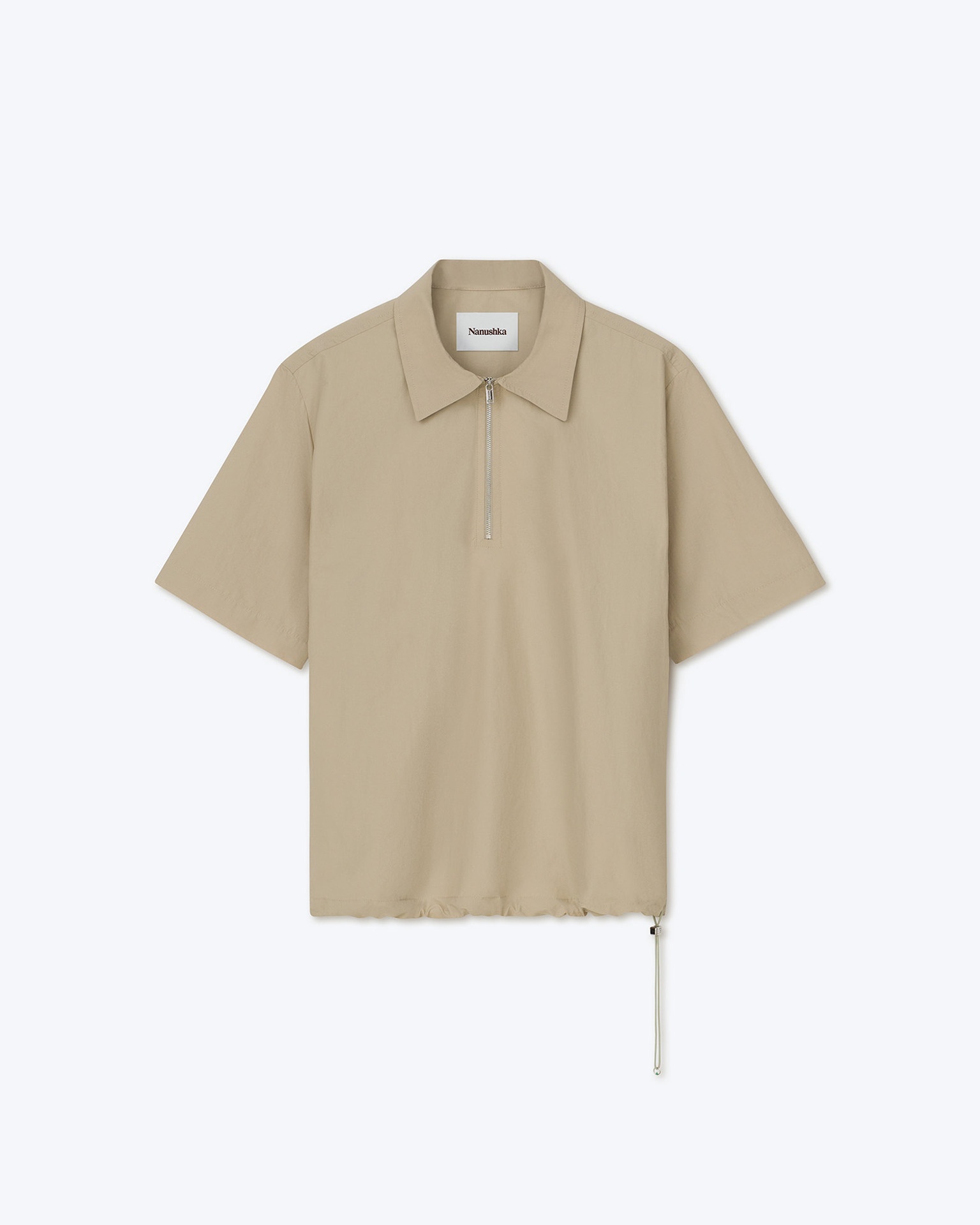 MARVIN - Tech-poplin polo shirt - Pebble - 1