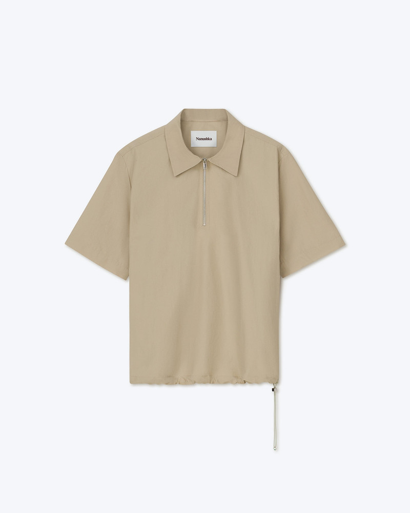 MARVIN - Tech-poplin polo shirt - Pebble 1