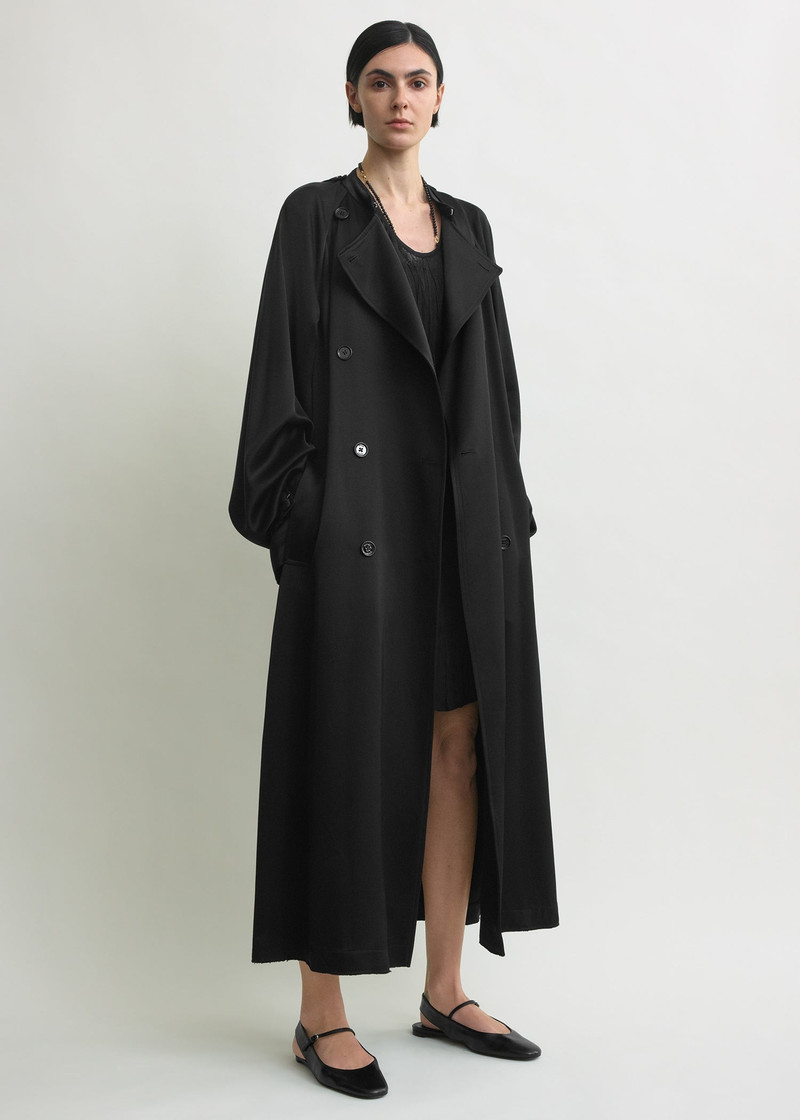 TOTEME Draped satin trench black outlook
