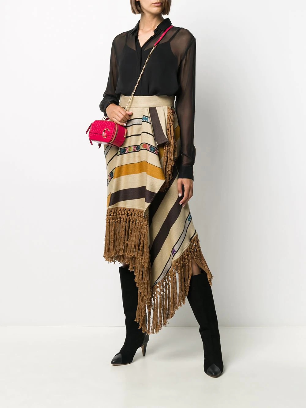 striped fringe midi skirt - 2