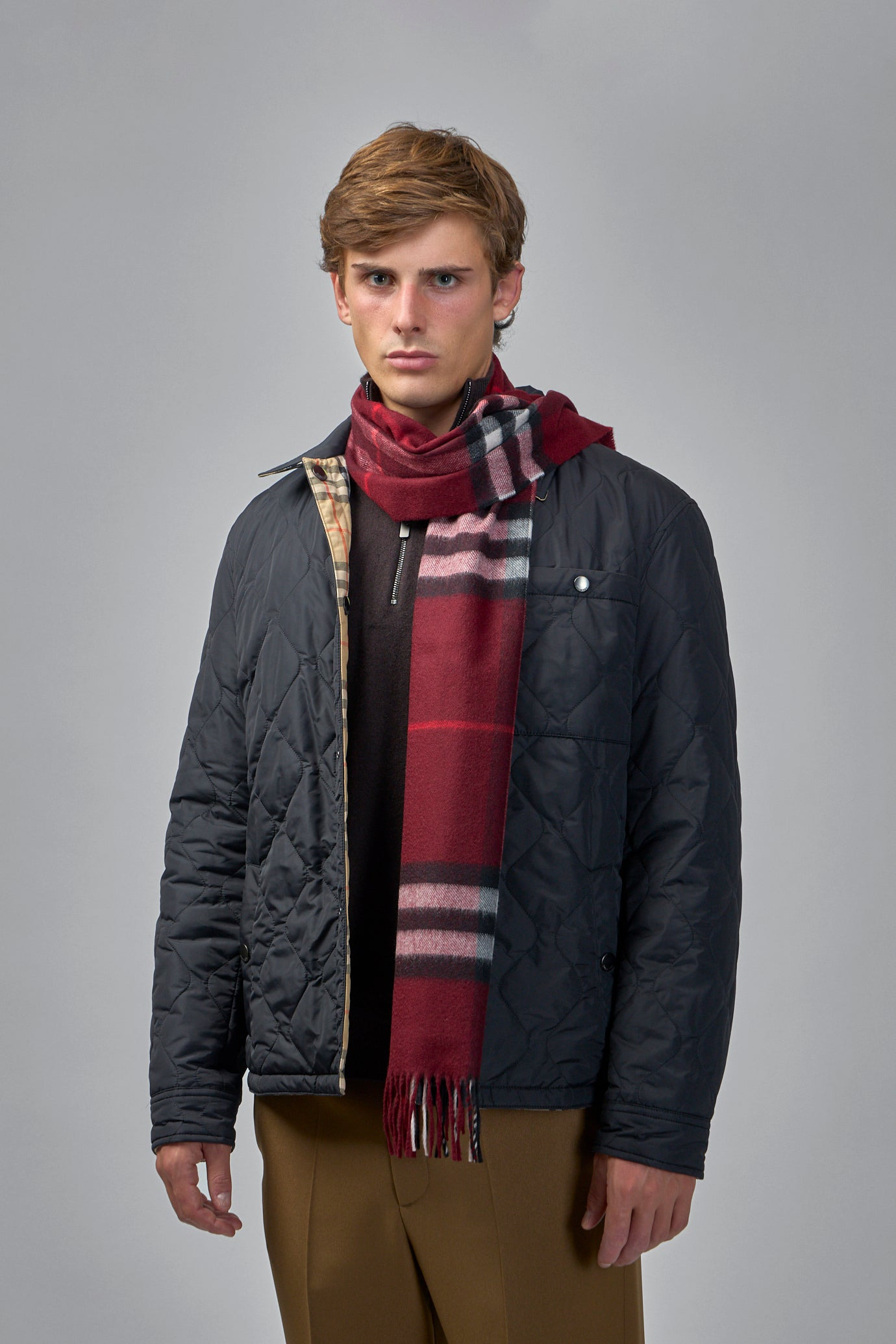 Checked Fringed-Edge Scarf - 4