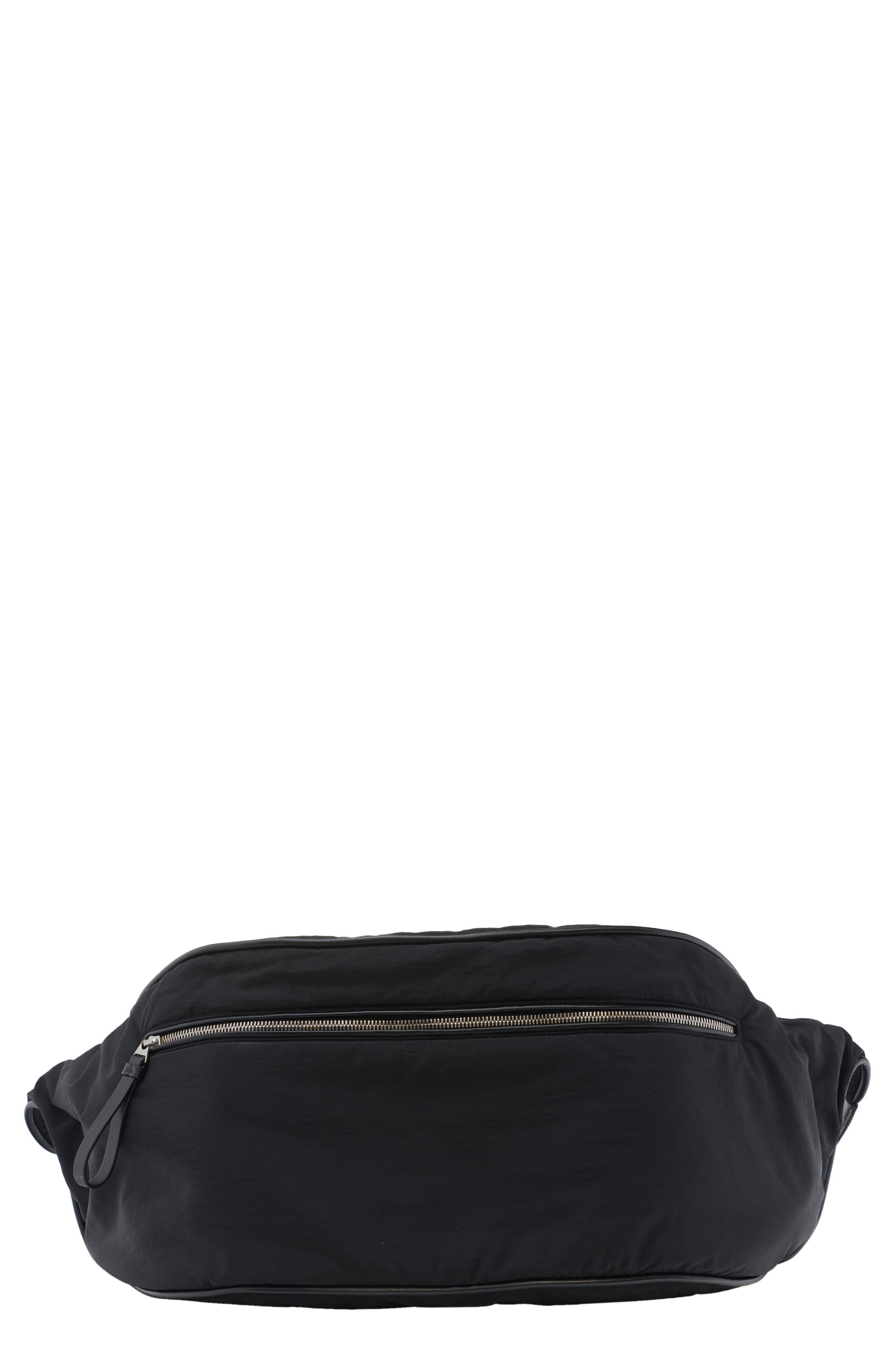 Bottega Veneta Large Nylon Belt Bag in 8803 Black/Silver at Nordstrom - 1