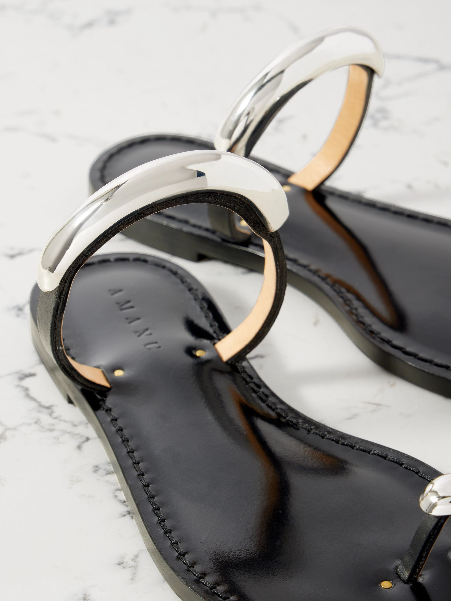The Samburu embellished leather sandals Black - 4