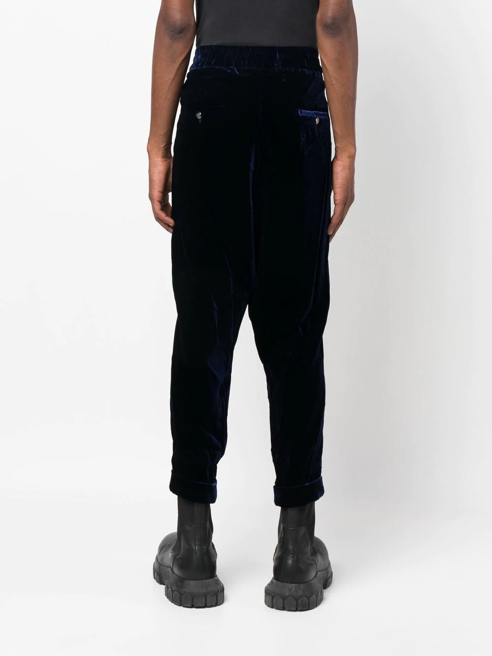 velvet drop-crotch track trousers - 4