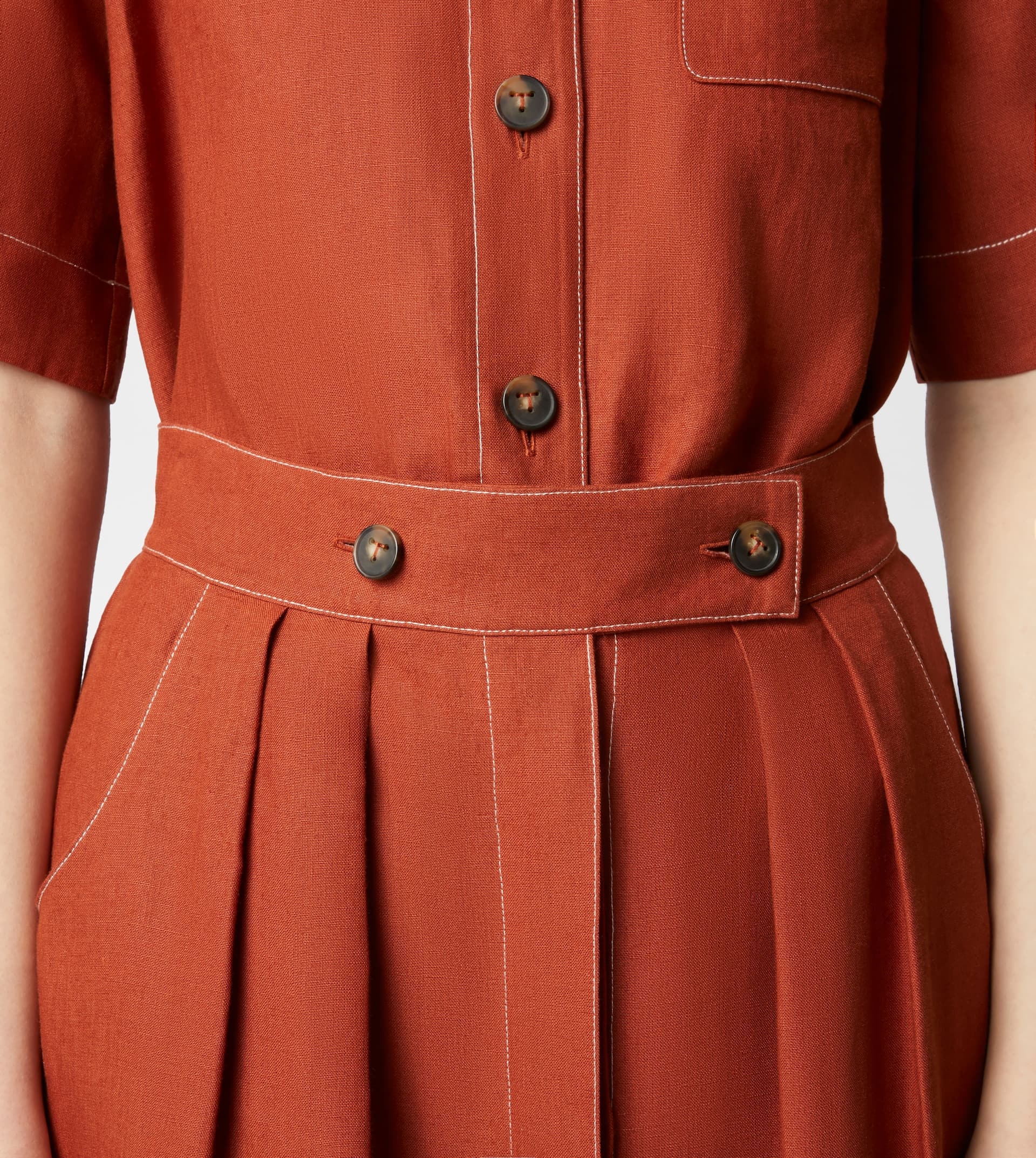 SKIRT IN LINEN - ORANGE - 5