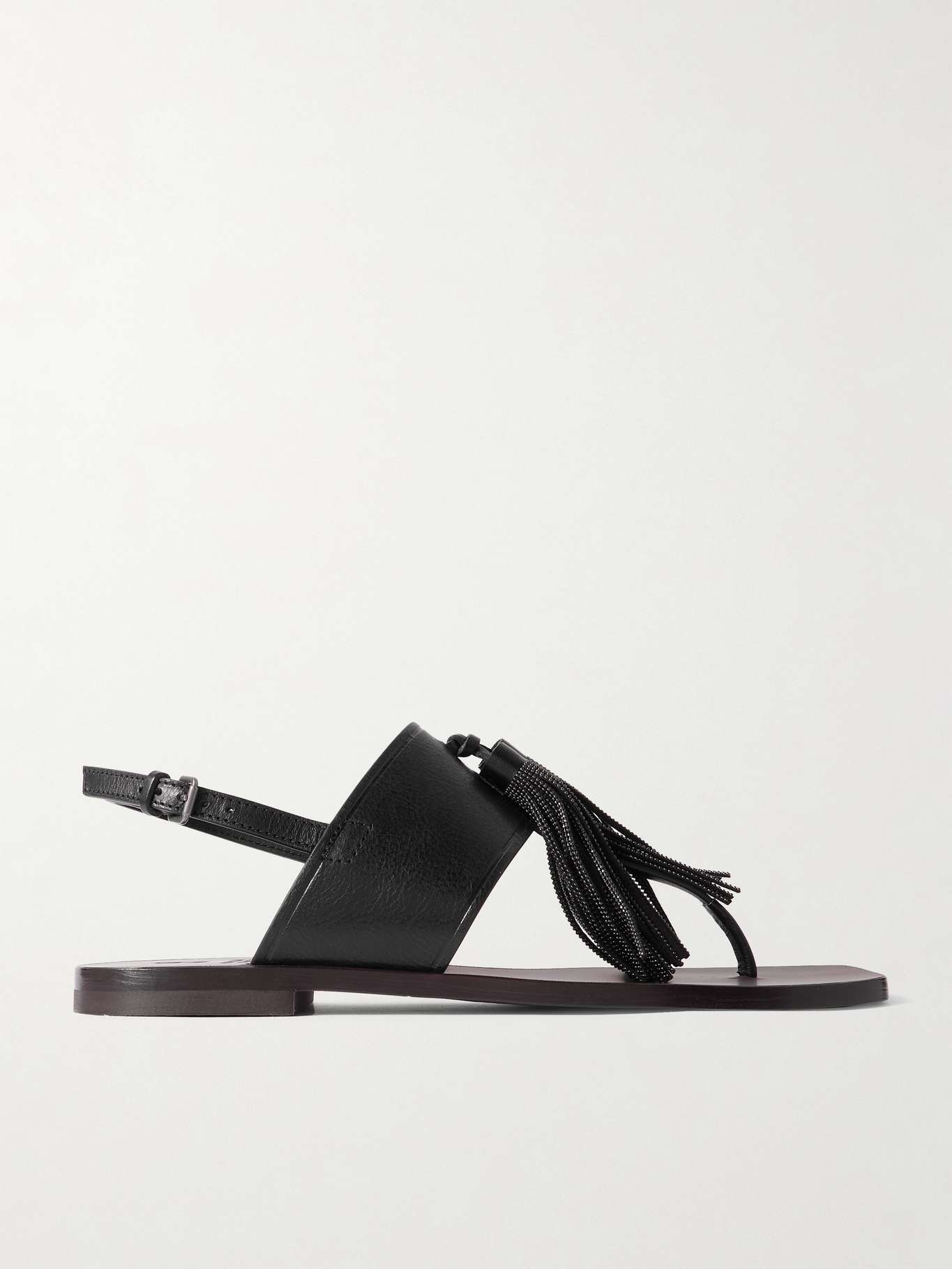 サンダル・ミュール BRUNELLO CUCINELLI Women Sandals MZMIG1390LE CG546 BLACK Brunello Cucinelli - Black Leather Monili Thong Sandal