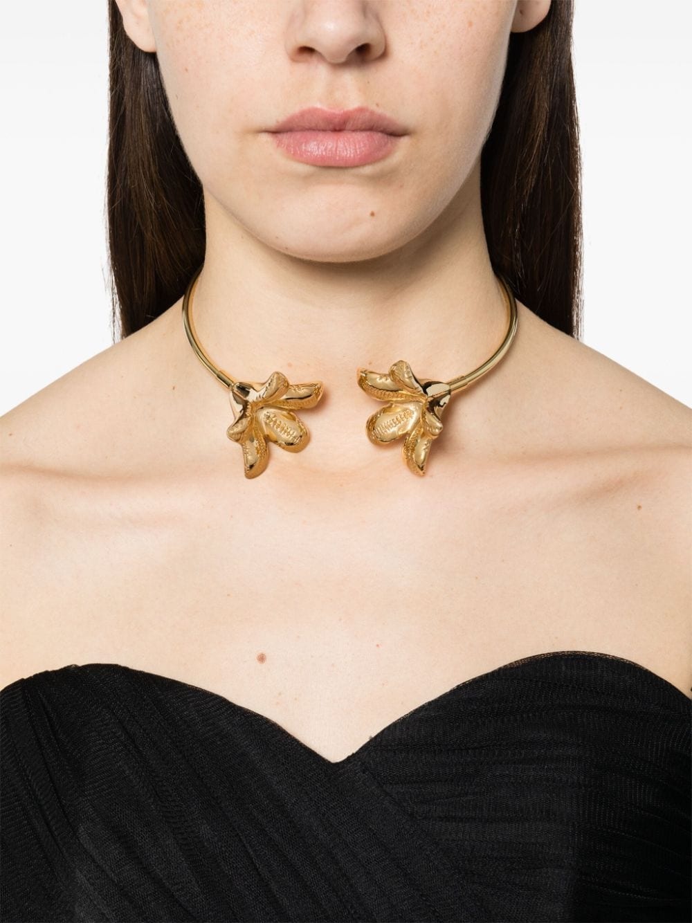 flower-embellished open necklace - 2