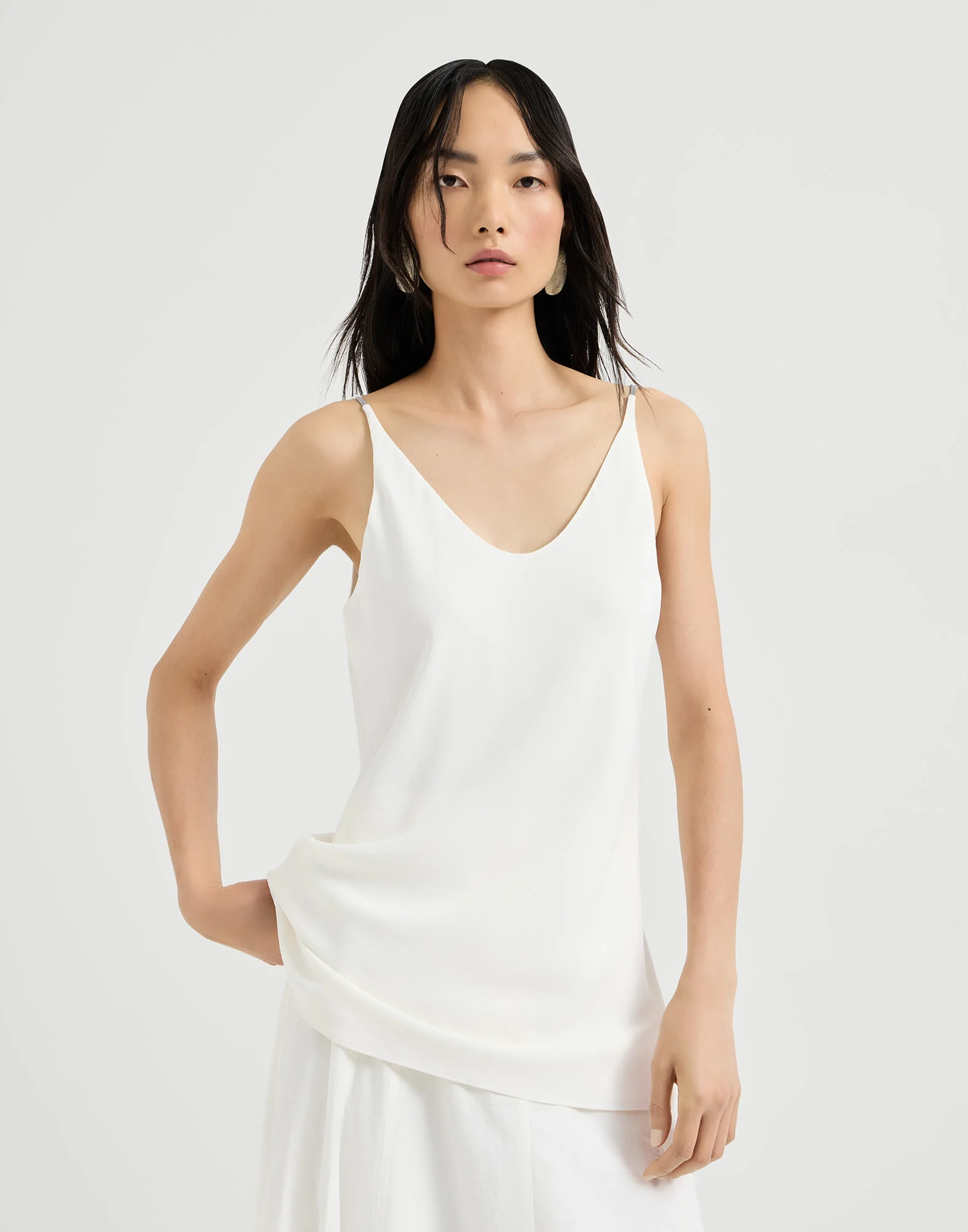 Sablé silk crêpe top with shiny strap - 1