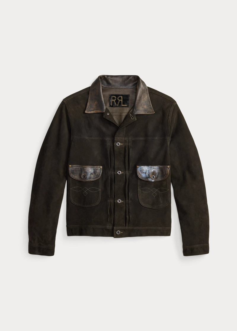 Leather-Trim Suede Jacket 1