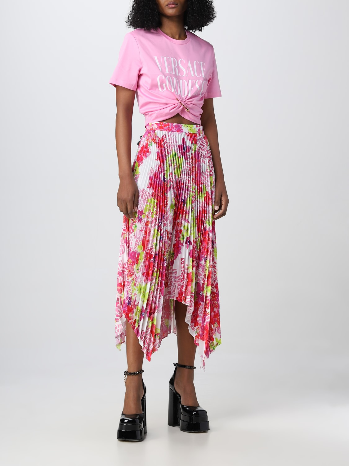Orchid Versace skirt in pleated fabric - 2