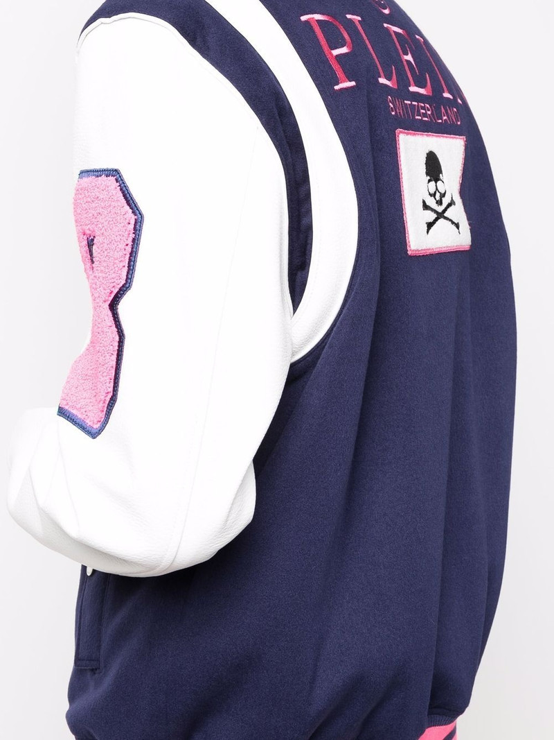 embroidered-logo varsity jacket 5
