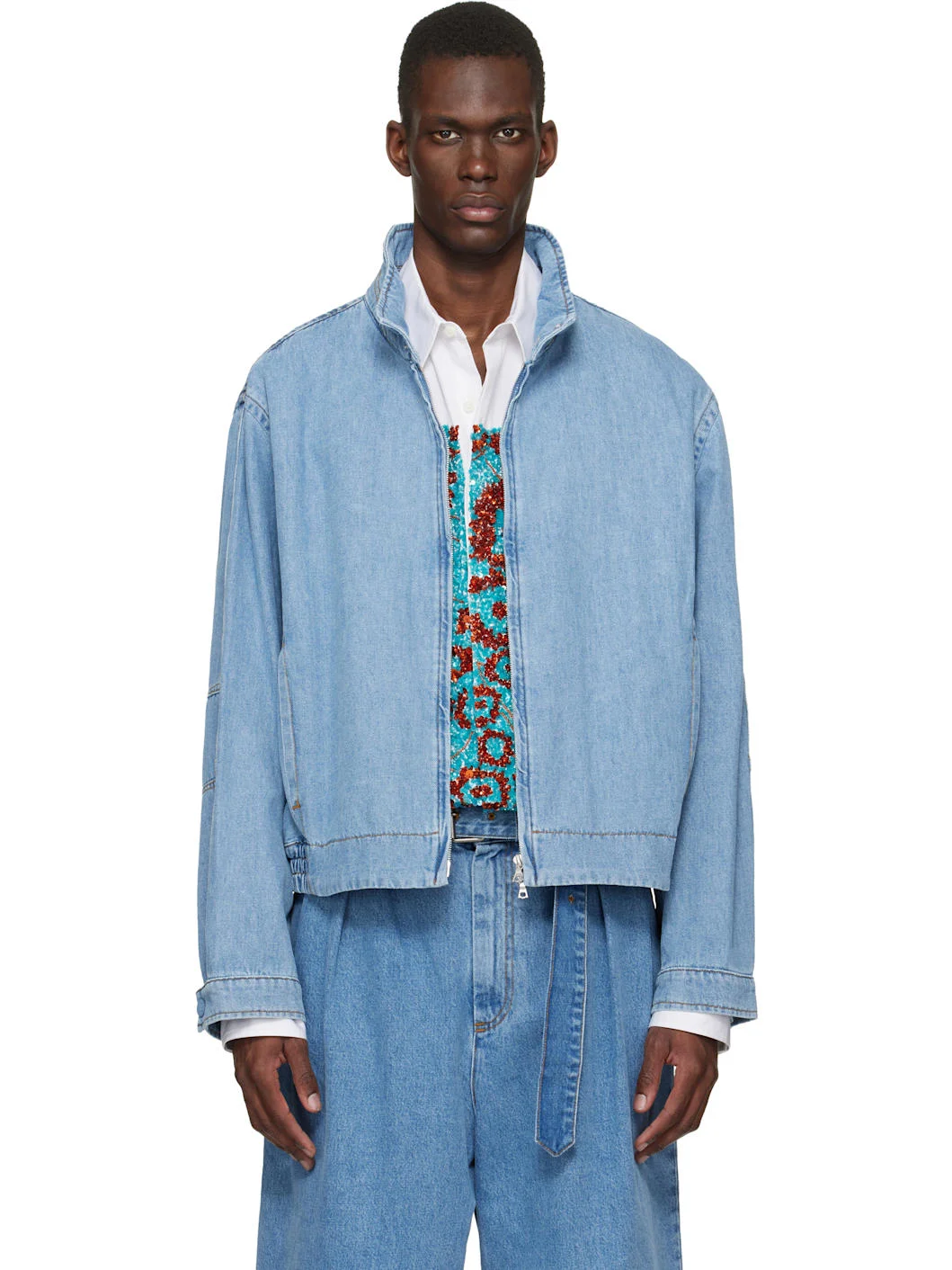 Blue Zip Denim Jacket - 1