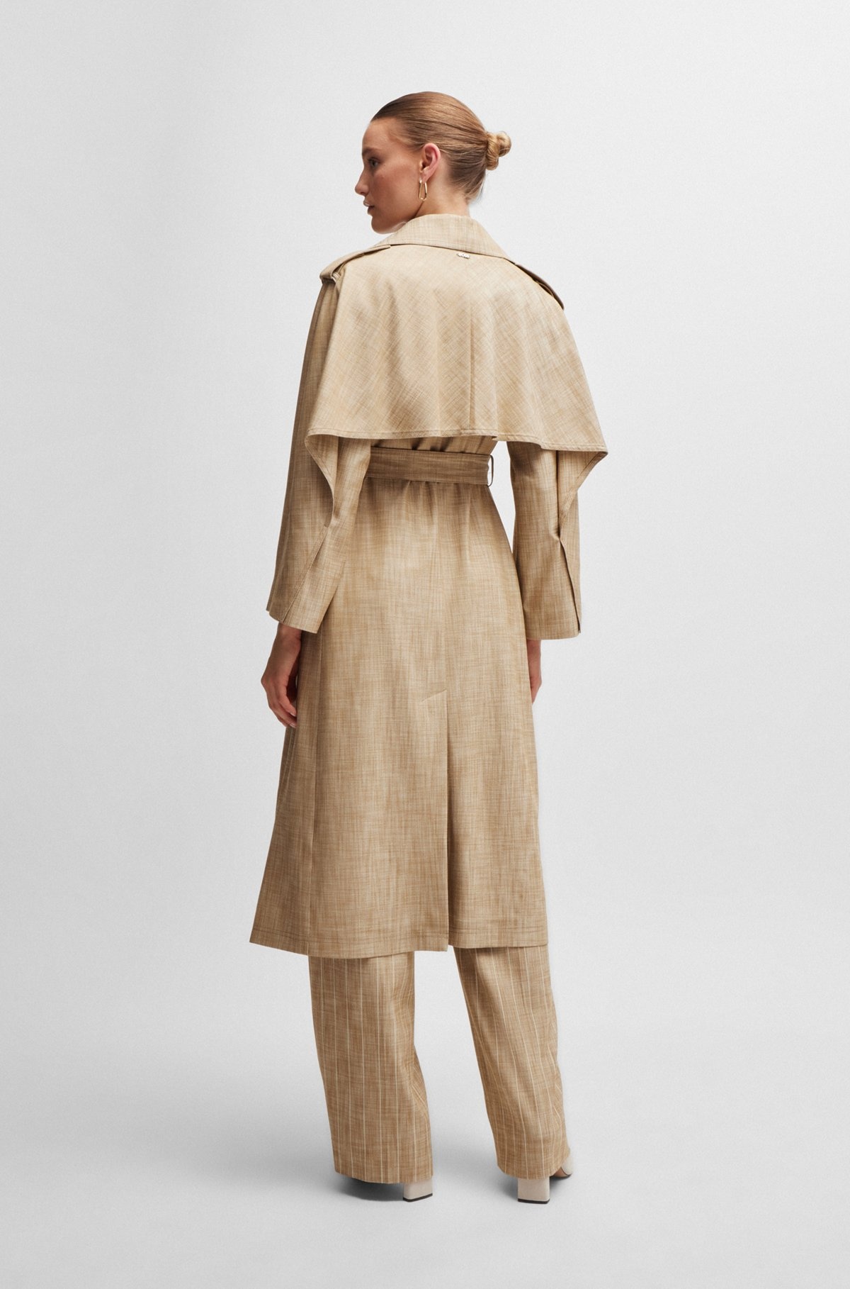 DOUBLE-BREASTED TRENCH COAT IN PINSTRIPE MATERIAL - 4