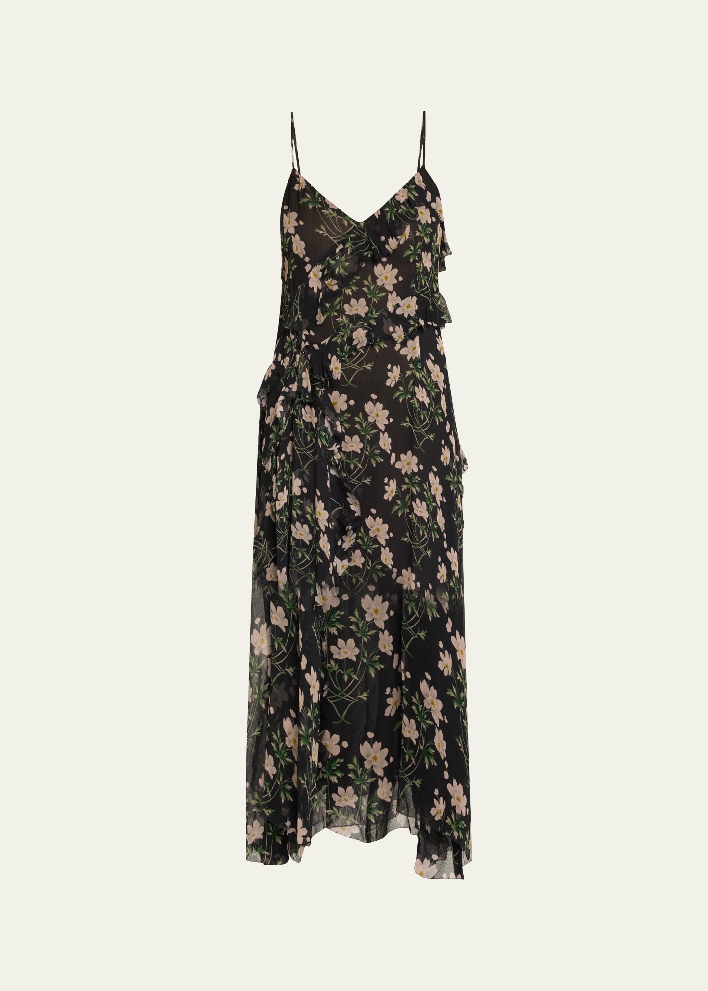 Elizabeth Floral-Print Ruffle Midi Dress - 1