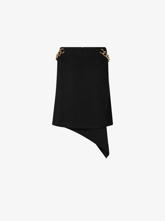 DRAPÉ MINI SKIRT IN GRAIN DE POUDRE WITH CHAIN - 4