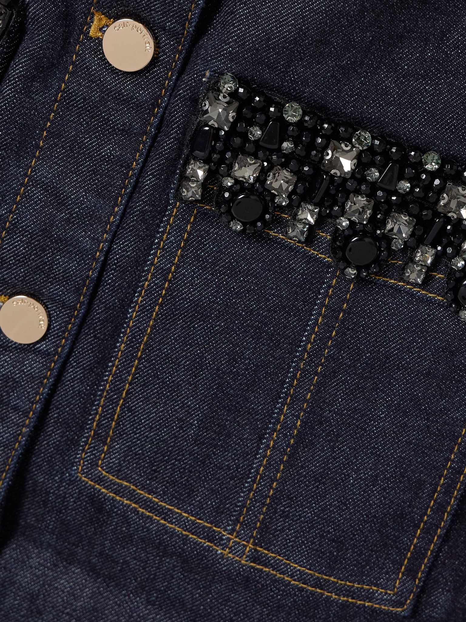 Crystal-embellished denim mini dress Blue - 4