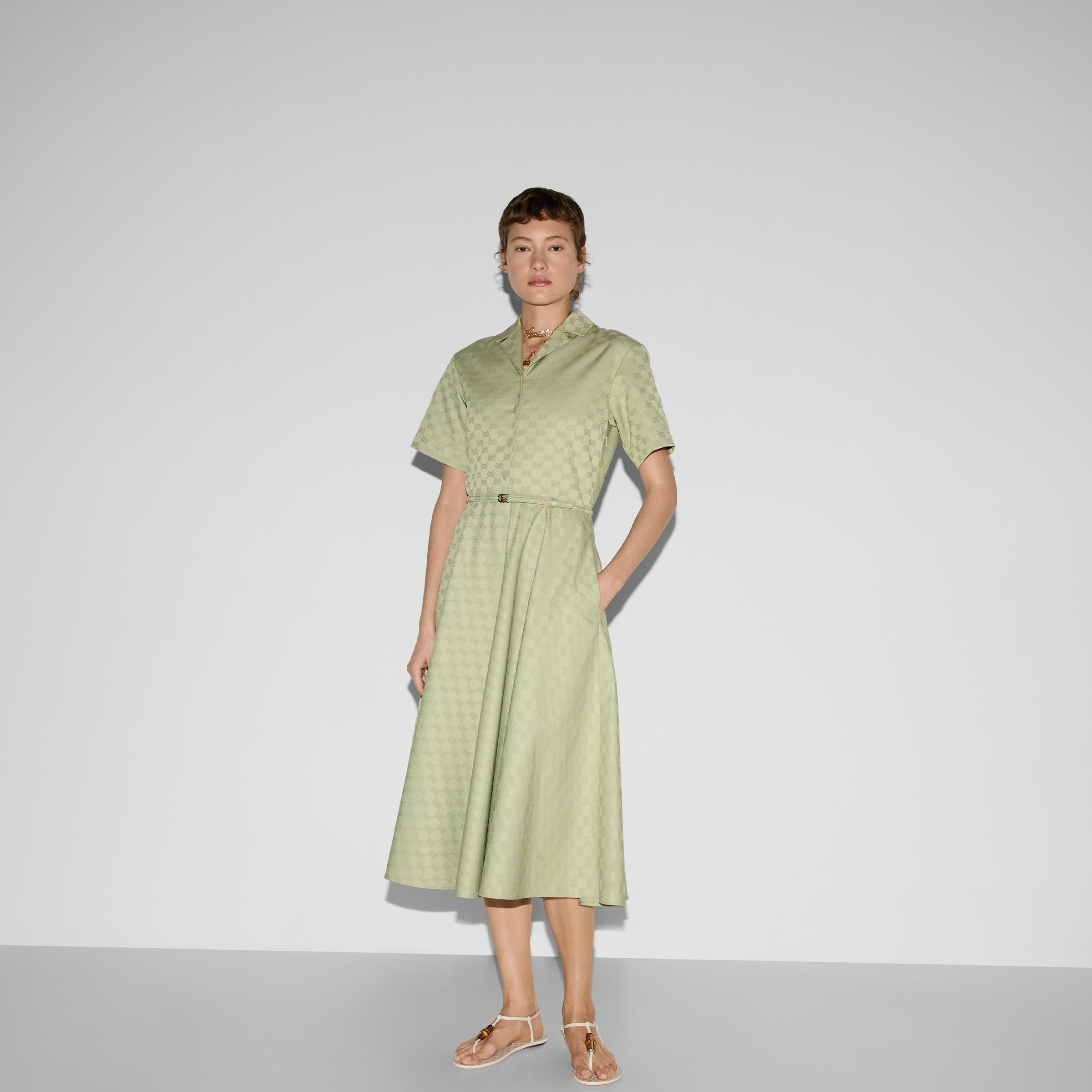 Mid-length GG cotton gabardine dress - 3