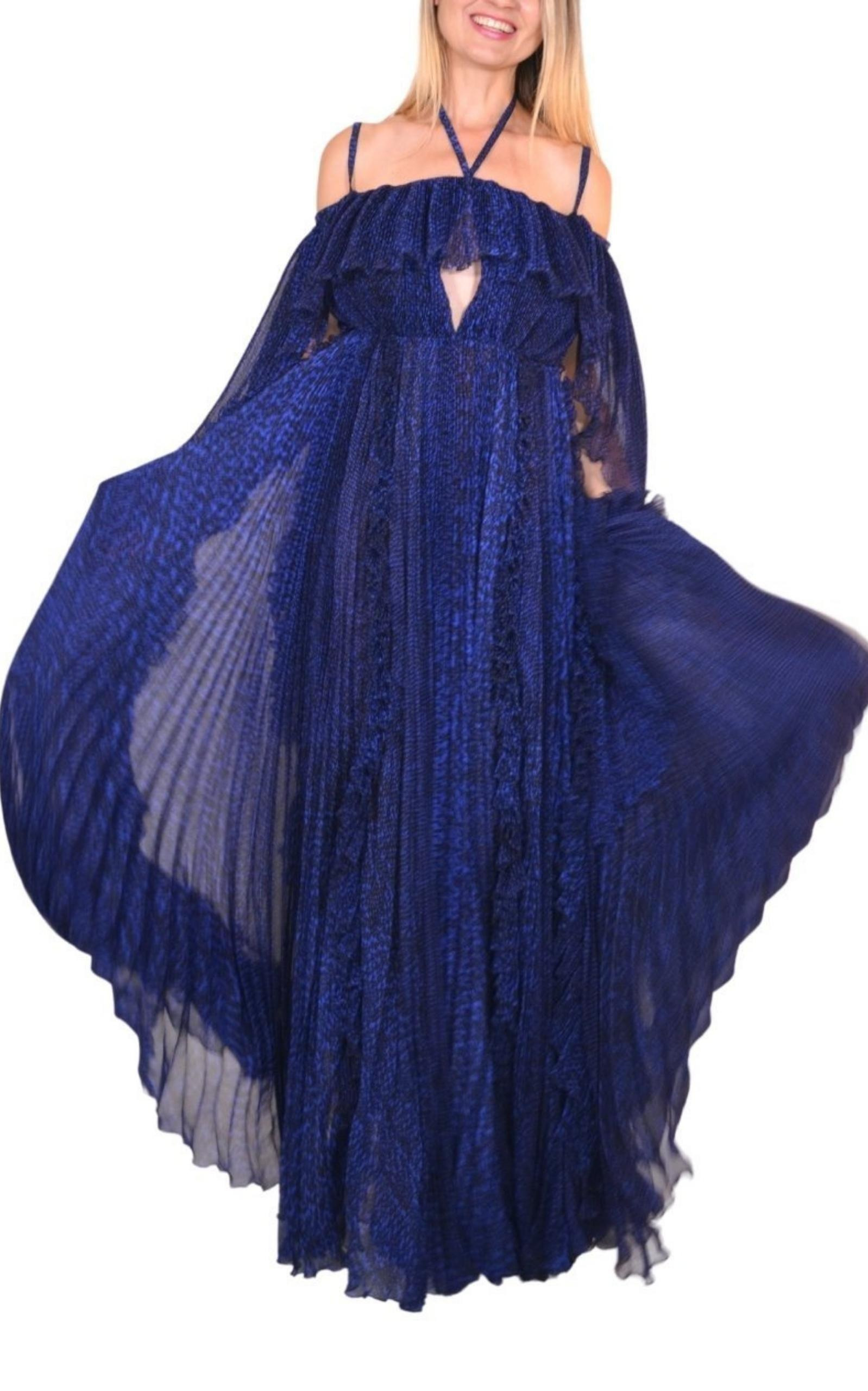 Ralph & Russo - Blue Silk Ball Cape Gown - 5