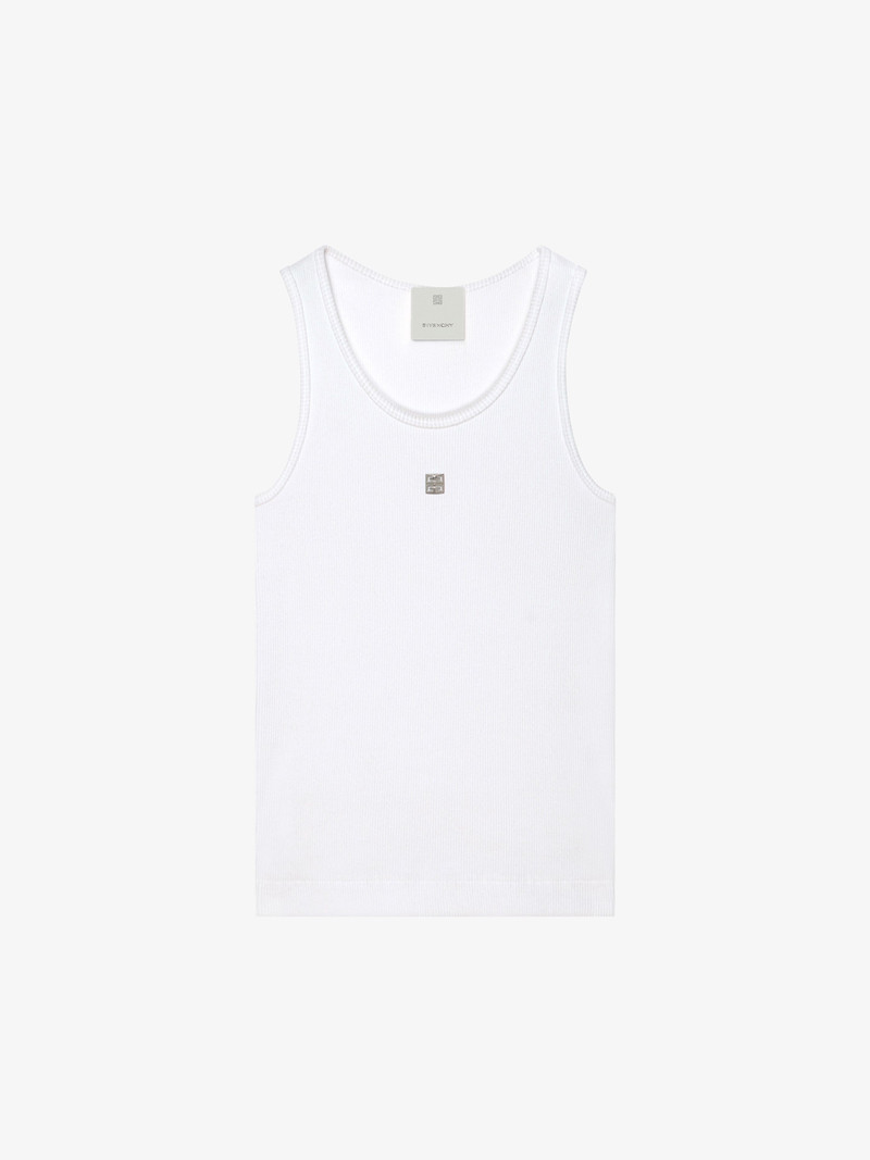 SLIM FIT TANK TOP IN COTTON WITH 4G DETAIL - 1