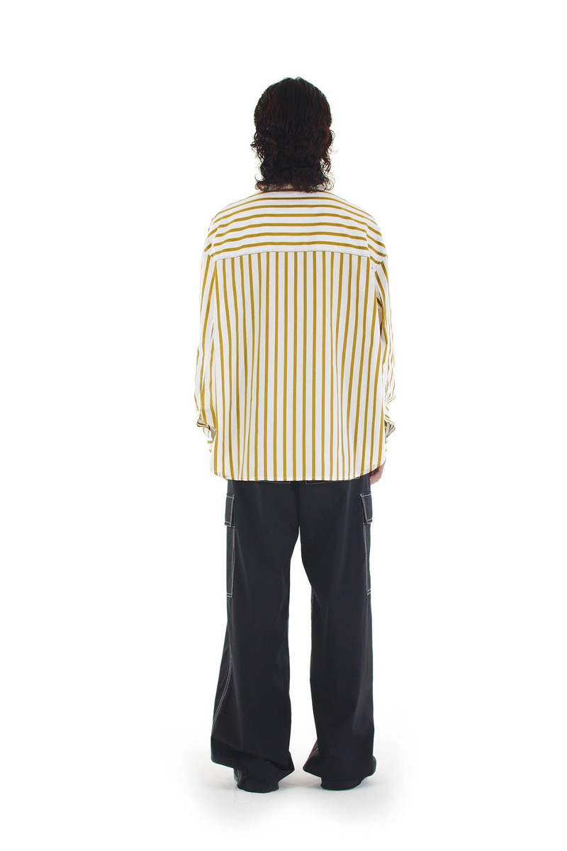SUNNEI OVER SHIRT WITH POCKETS / white & olive stripes outlook