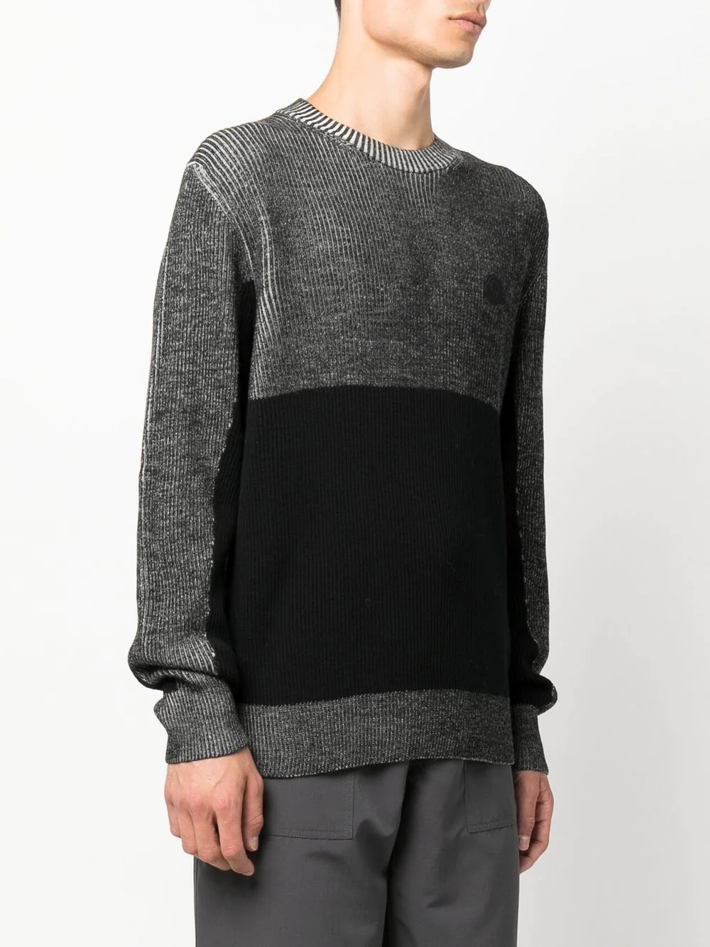 logo-patch ribbed-knit virgin-wool jumper - 3