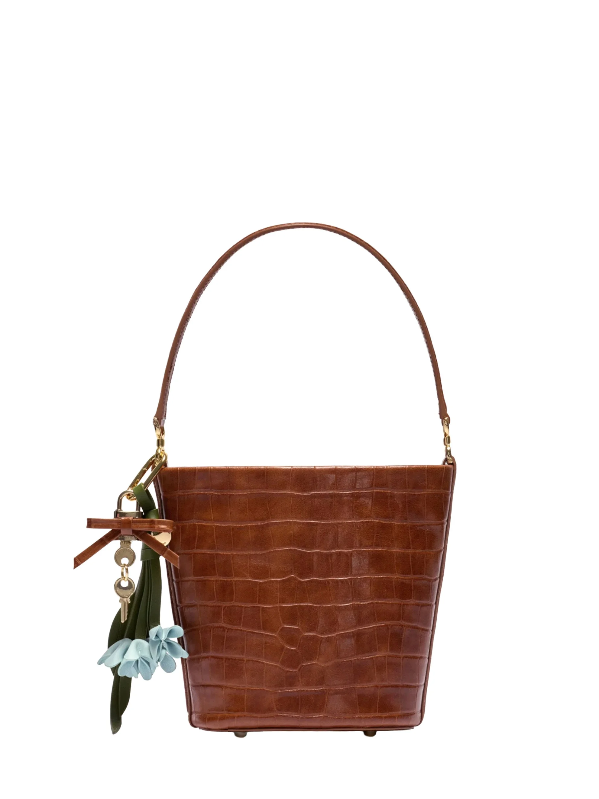 Brown bucket bag with charms - 1