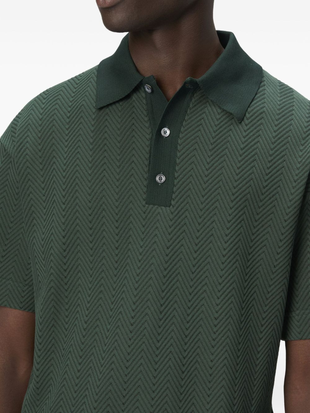 herringbone-pattern polo shirt - 4