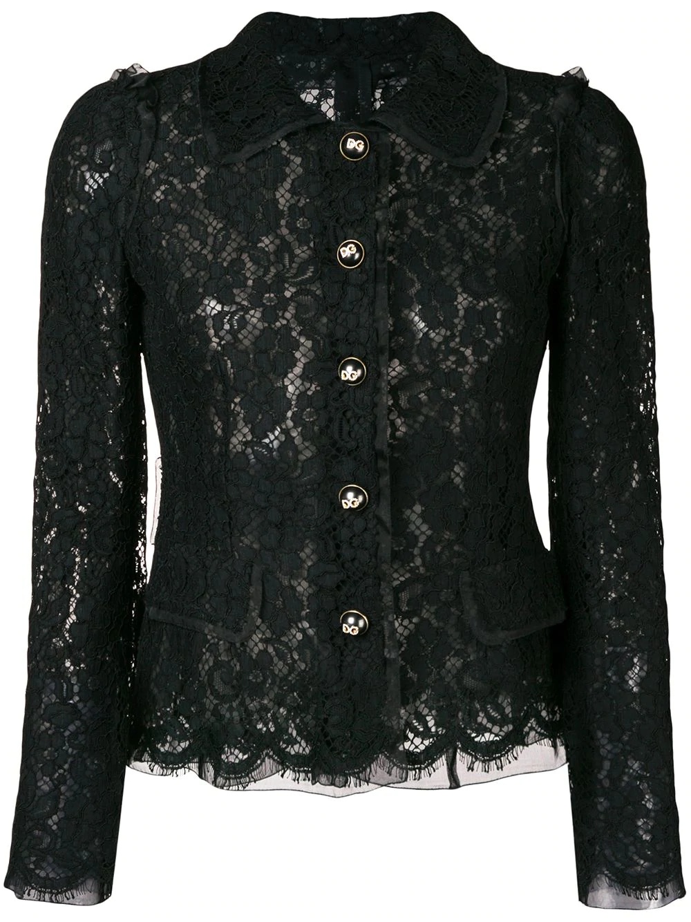 lace embroidered fitted jacket - 1