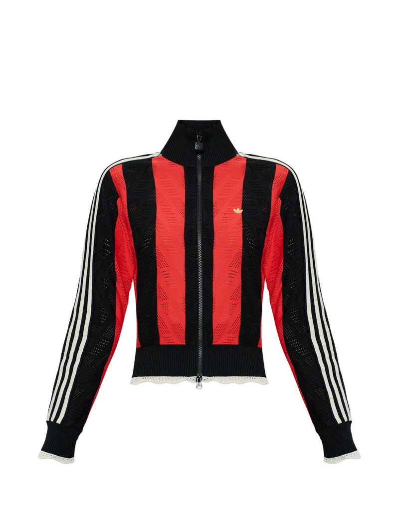 striped logo-appliqué cardigan 1