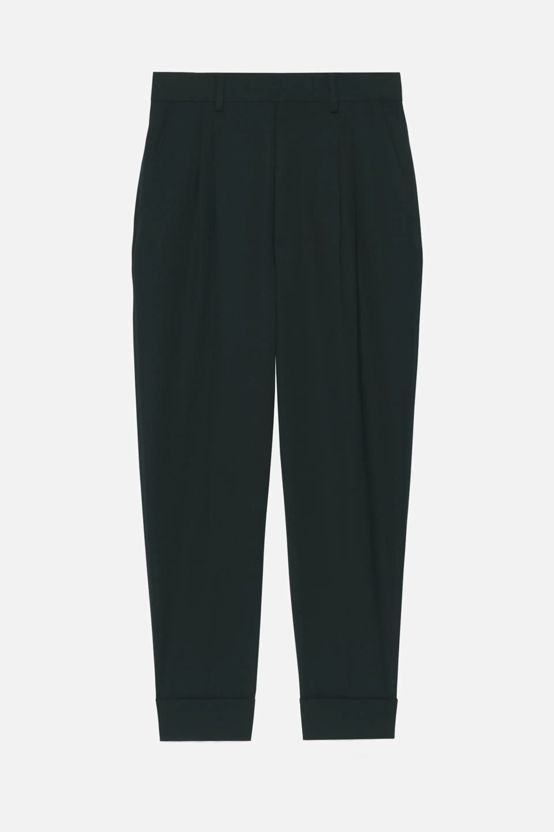 Carrot Fit Trousers With Hem And Pleats - 1
