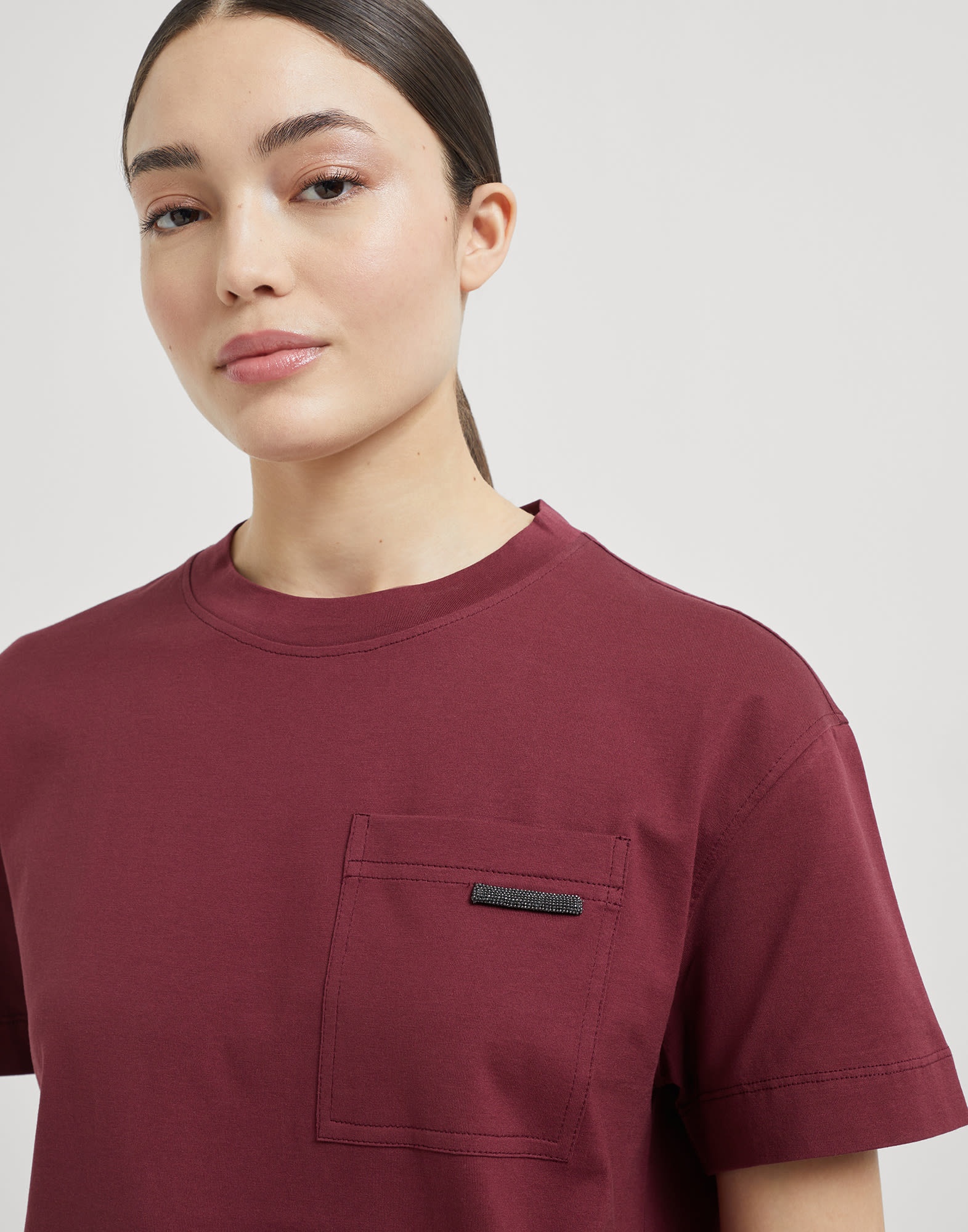 Cotton jersey T-shirt with shiny tab - 3