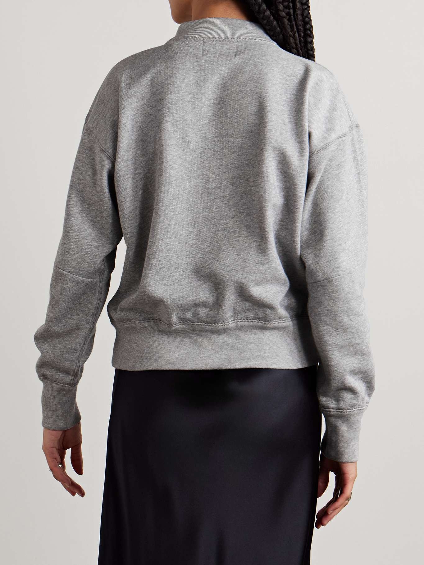 Moby flocked cotton-blend jersey sweatshirt Gray - 3
