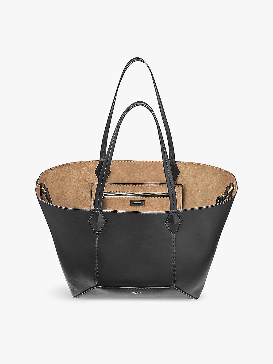 Diamond logo-embossed medium leather tote bag - 4