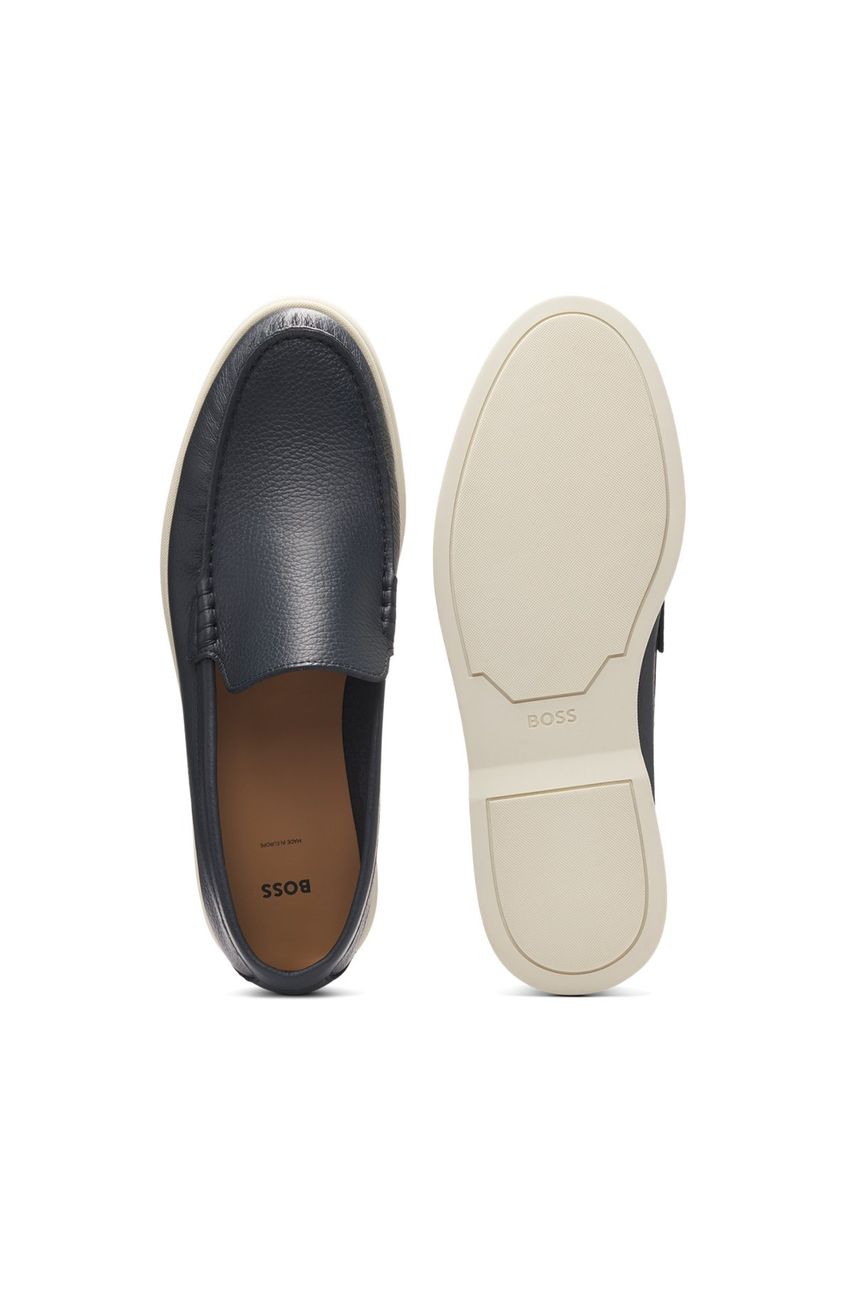 TUMBLED-LEATHER MOCCASINS WITH LOGO DETAIL - 4
