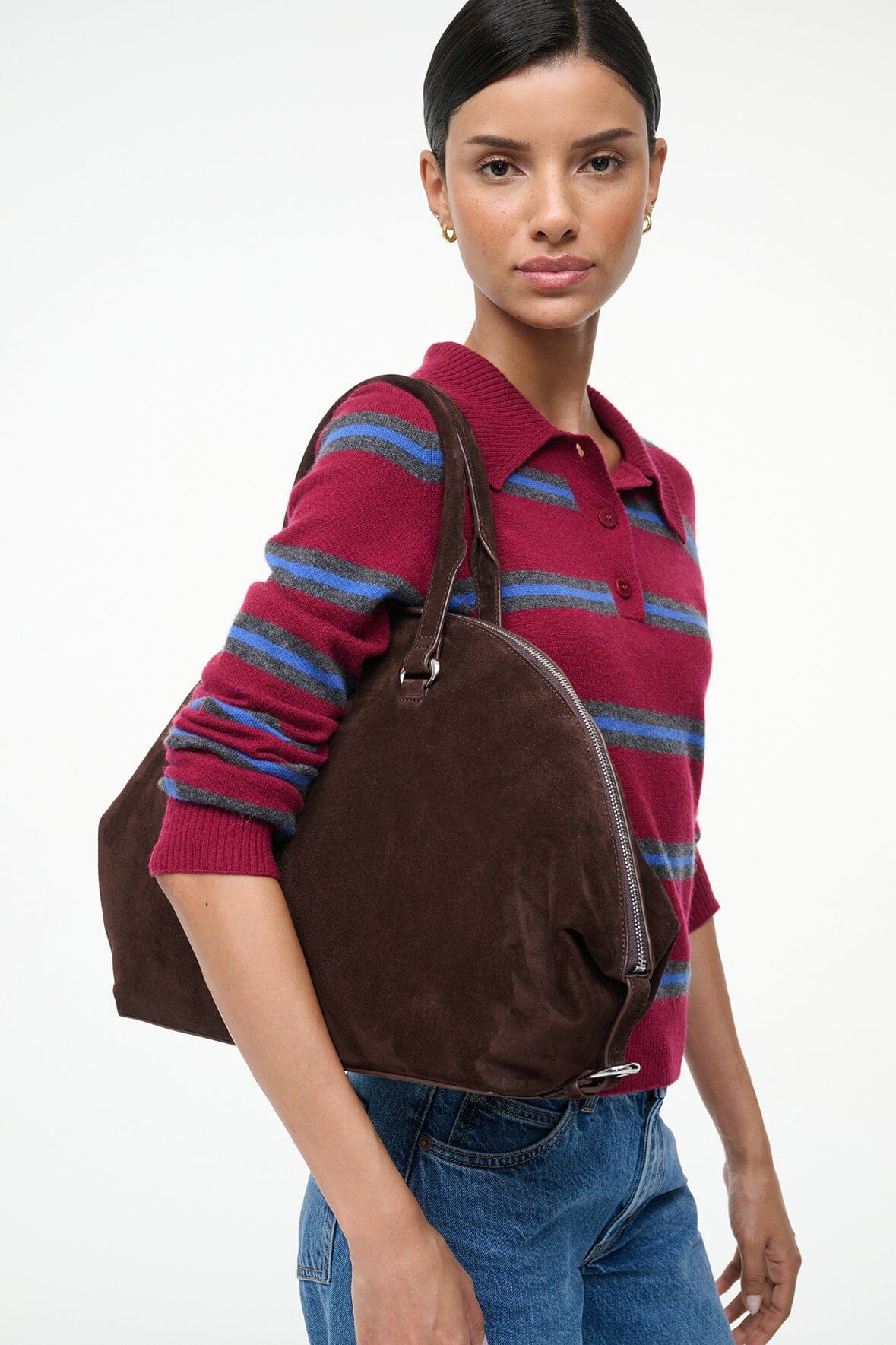 STAUD HESTER SATCHEL ESPRESSO SUEDE - 4