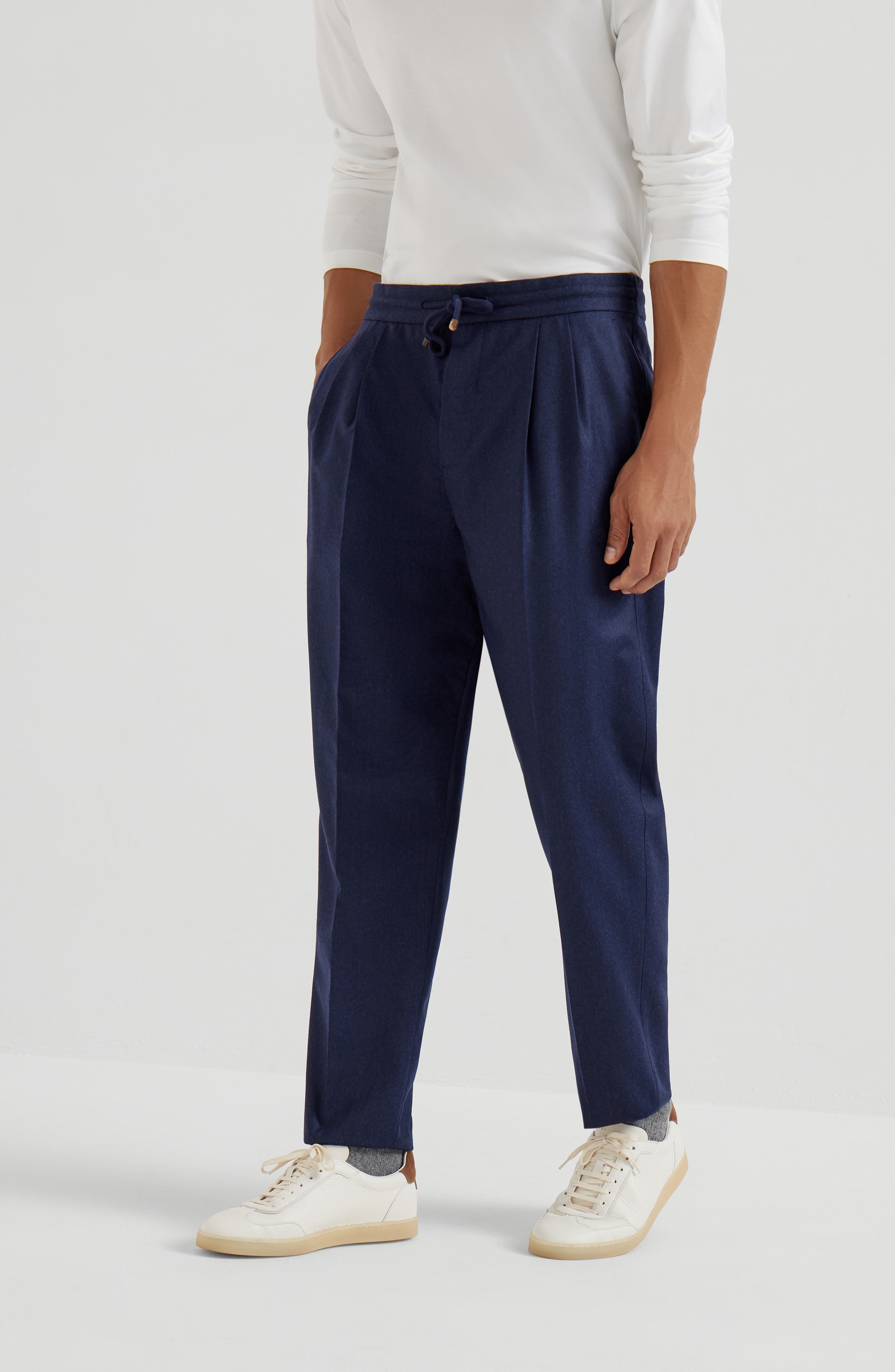 Brunello Cucinelli Virgin wool flannel trousers in Marine Blue at Nordstrom - 2